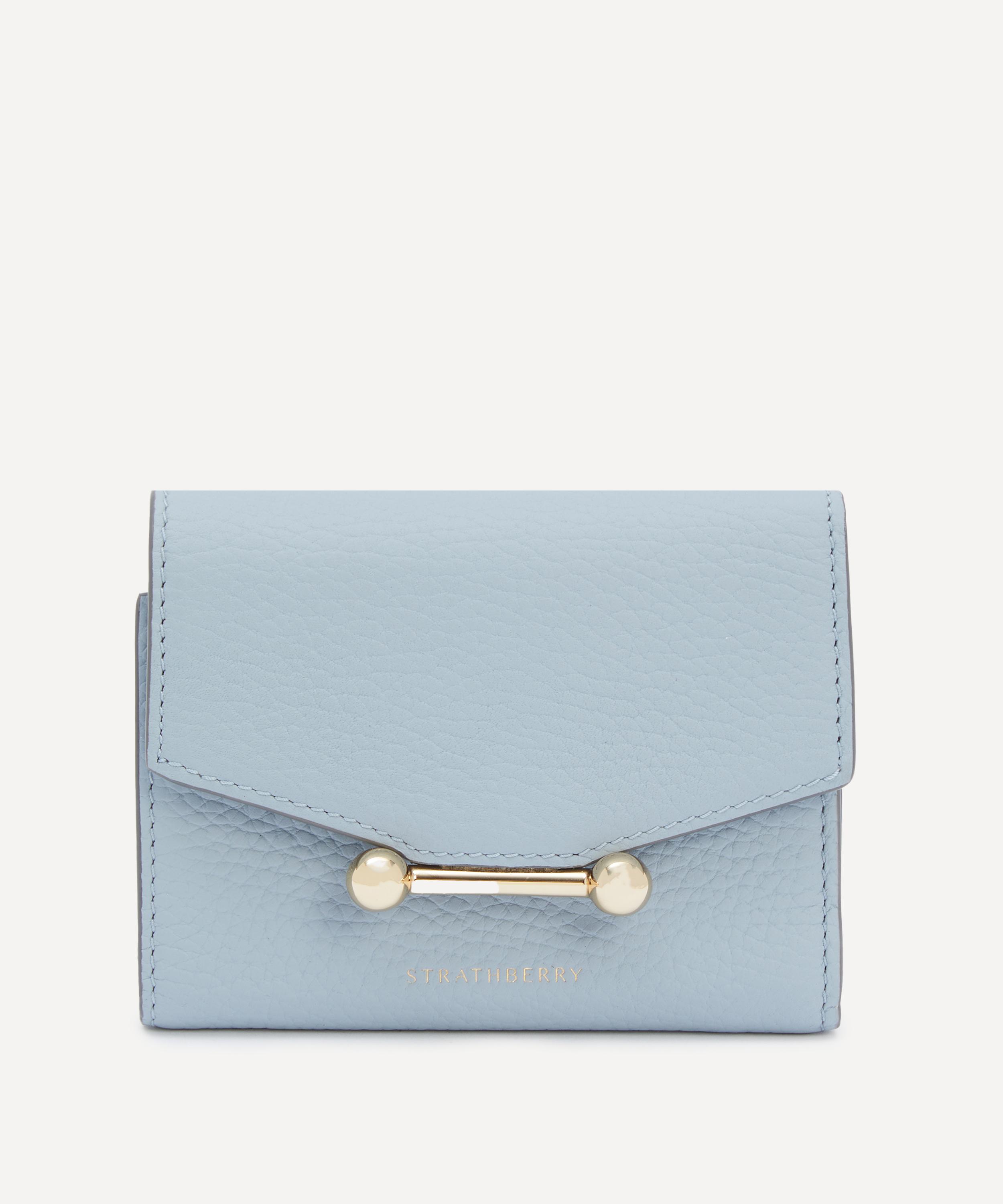 Strathberry - Mosaic Trifold Dusky Blue Leather Wallet image number 0