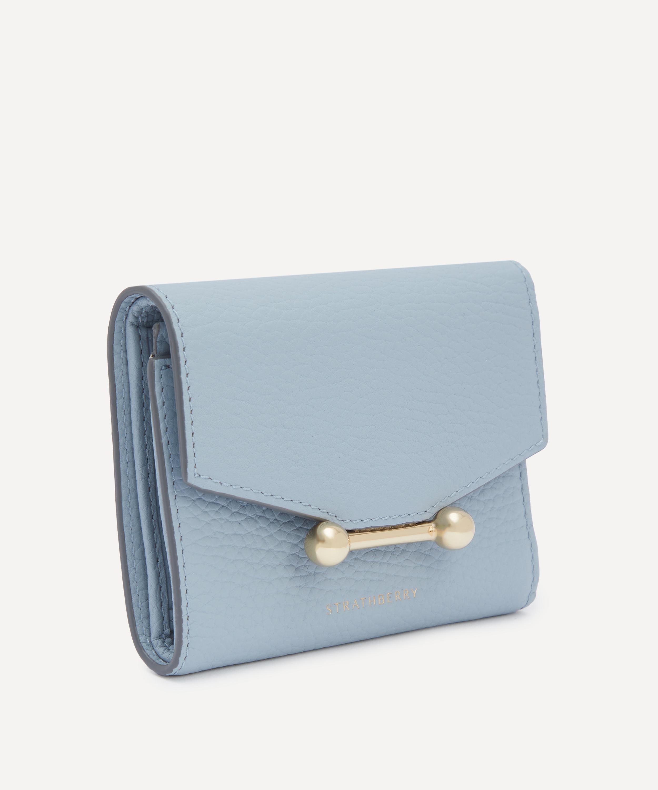 Strathberry - Mosaic Trifold Dusky Blue Leather Wallet image number 1