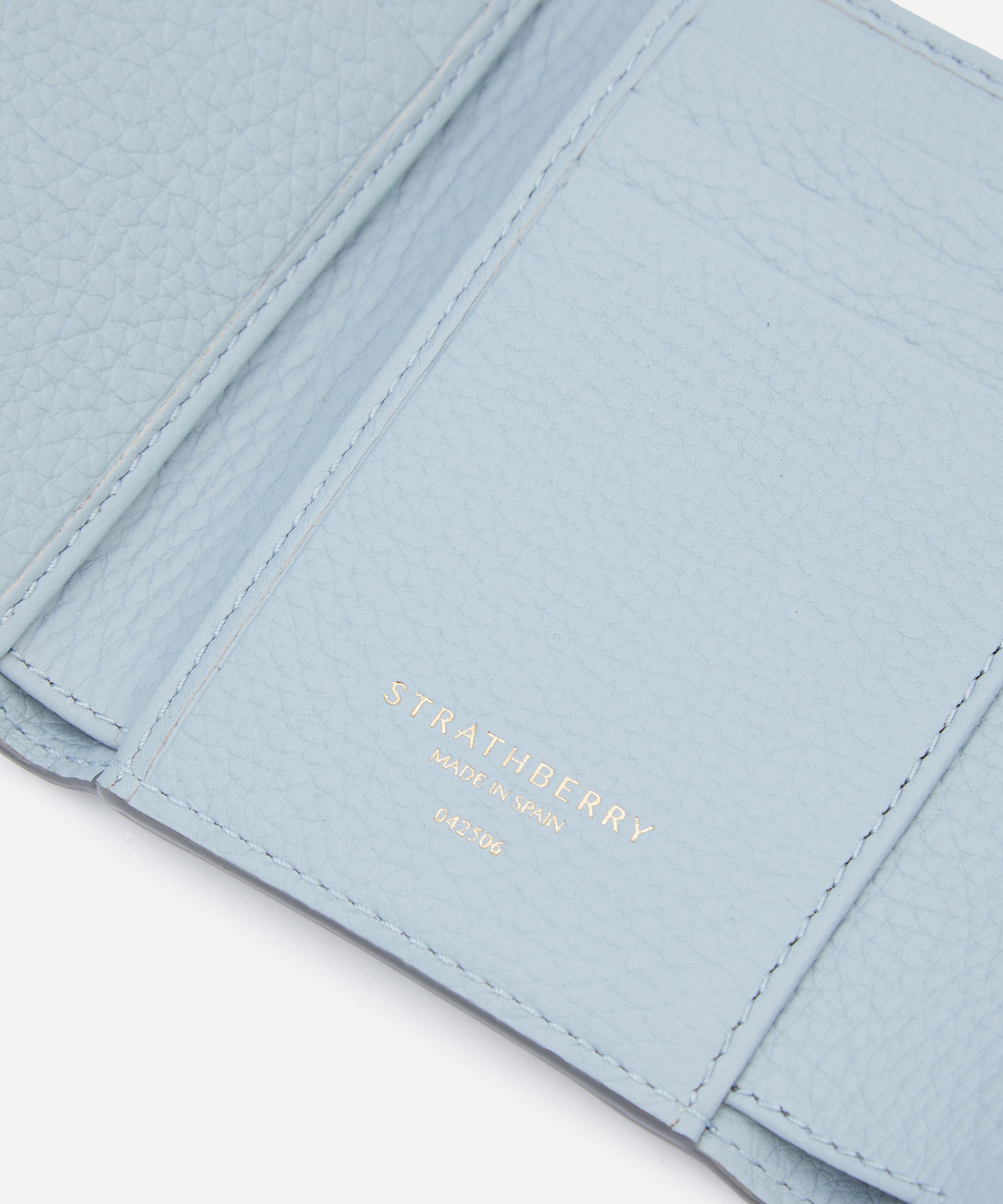 Strathberry - Mosaic Trifold Dusky Blue Leather Wallet image number 4