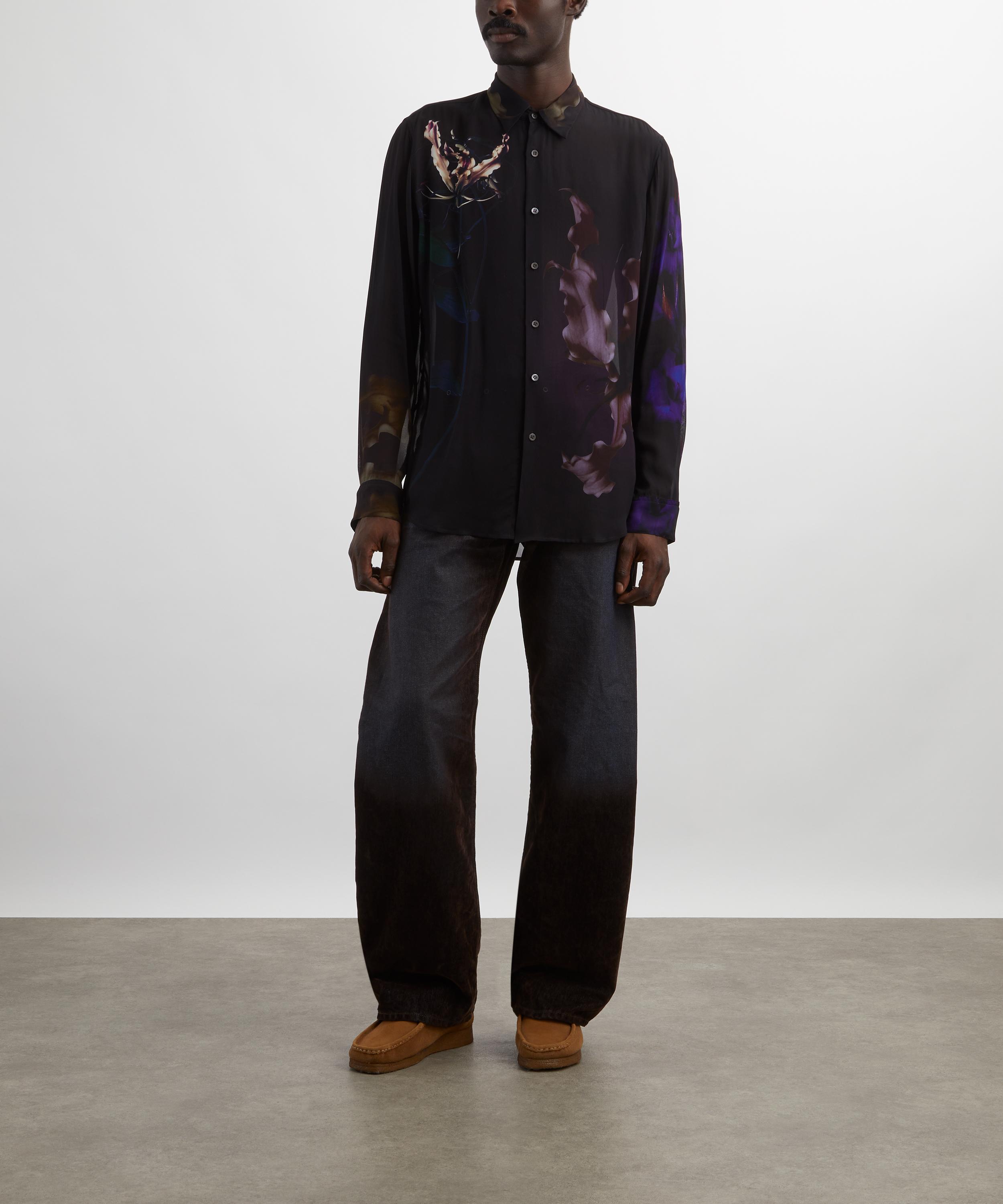 Dries Van Noten - Black Floral Chiffon Shirt image number 1