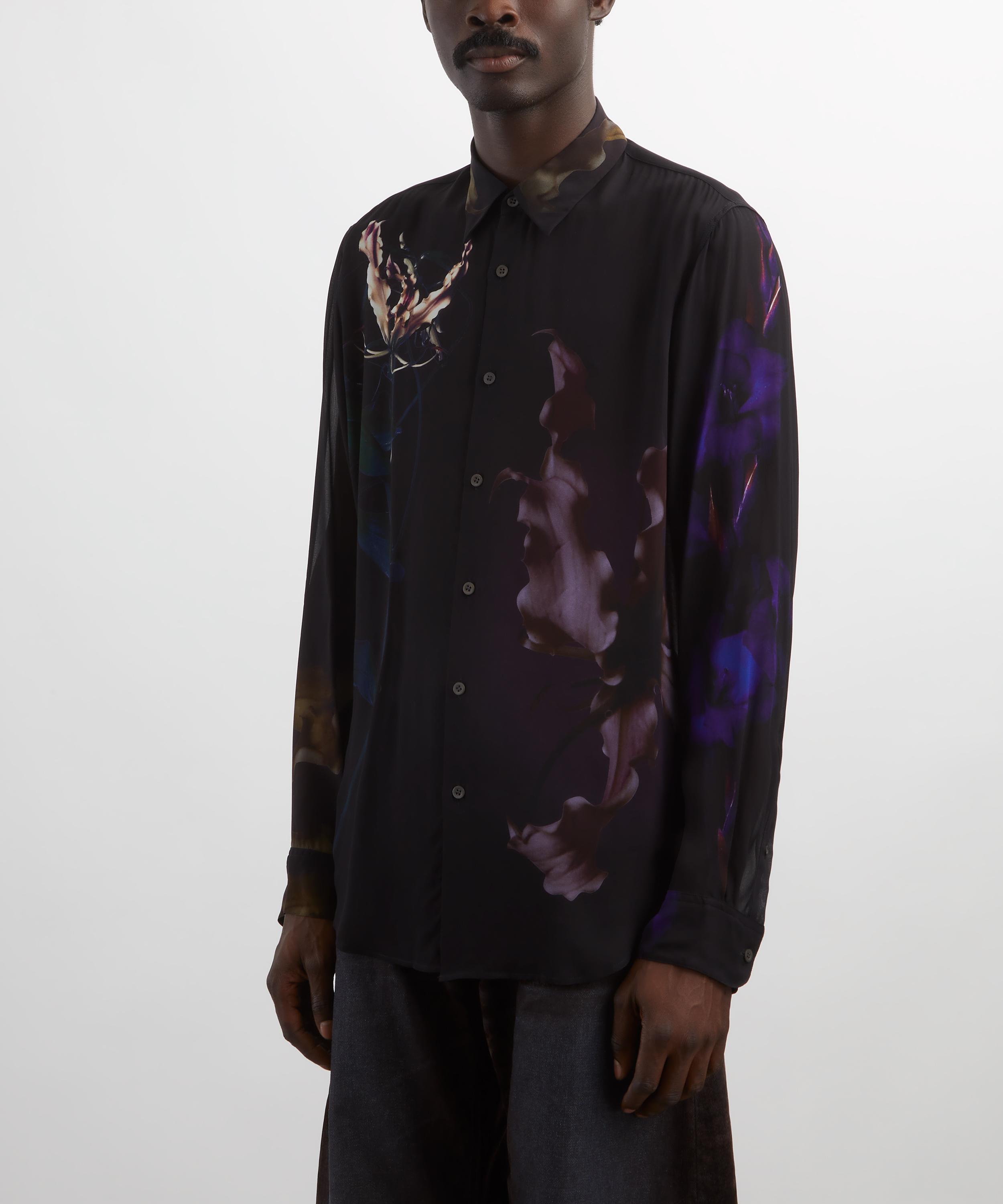 Dries Van Noten - Black Floral Chiffon Shirt image number 2