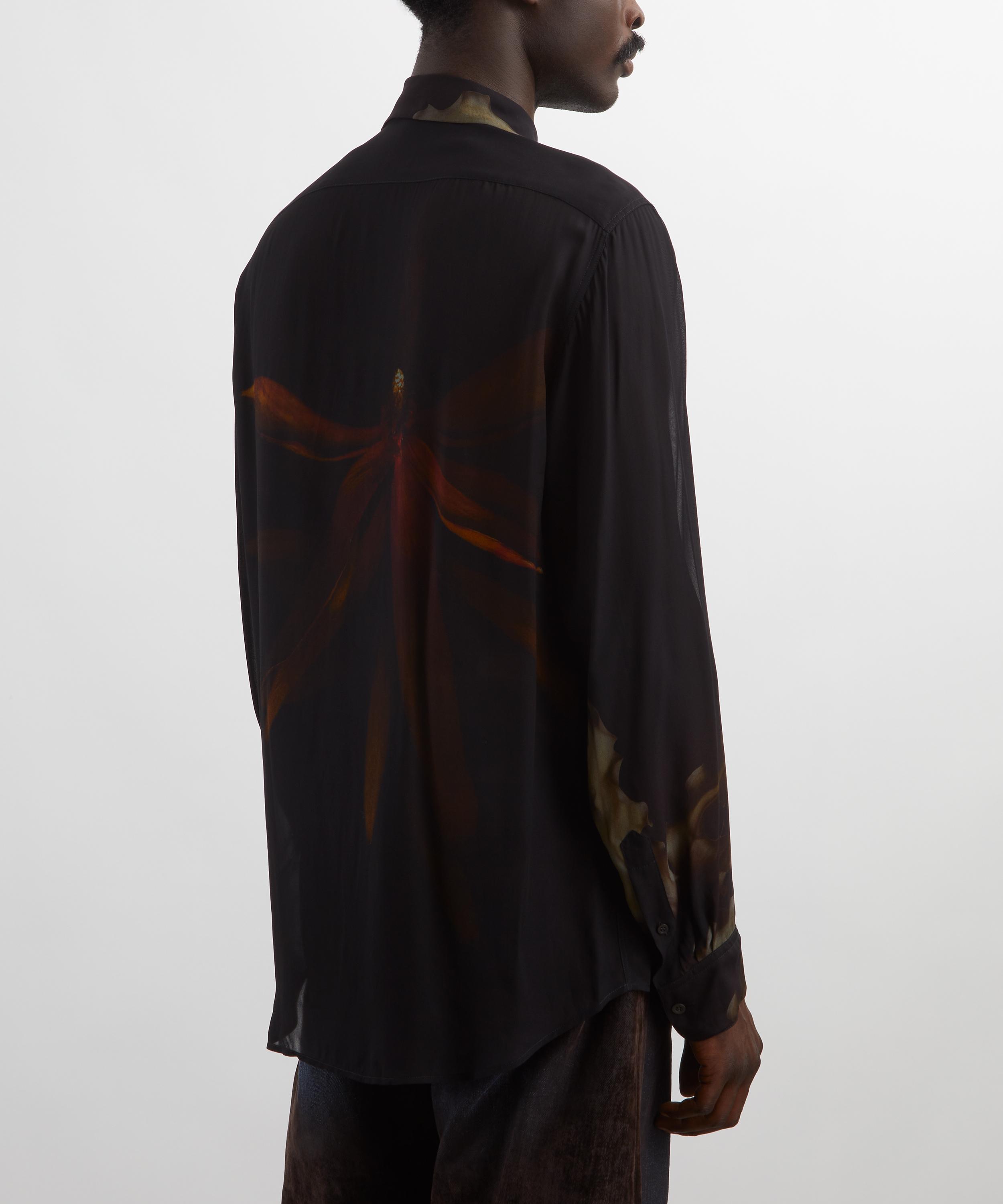Dries Van Noten - Black Floral Chiffon Shirt image number 3