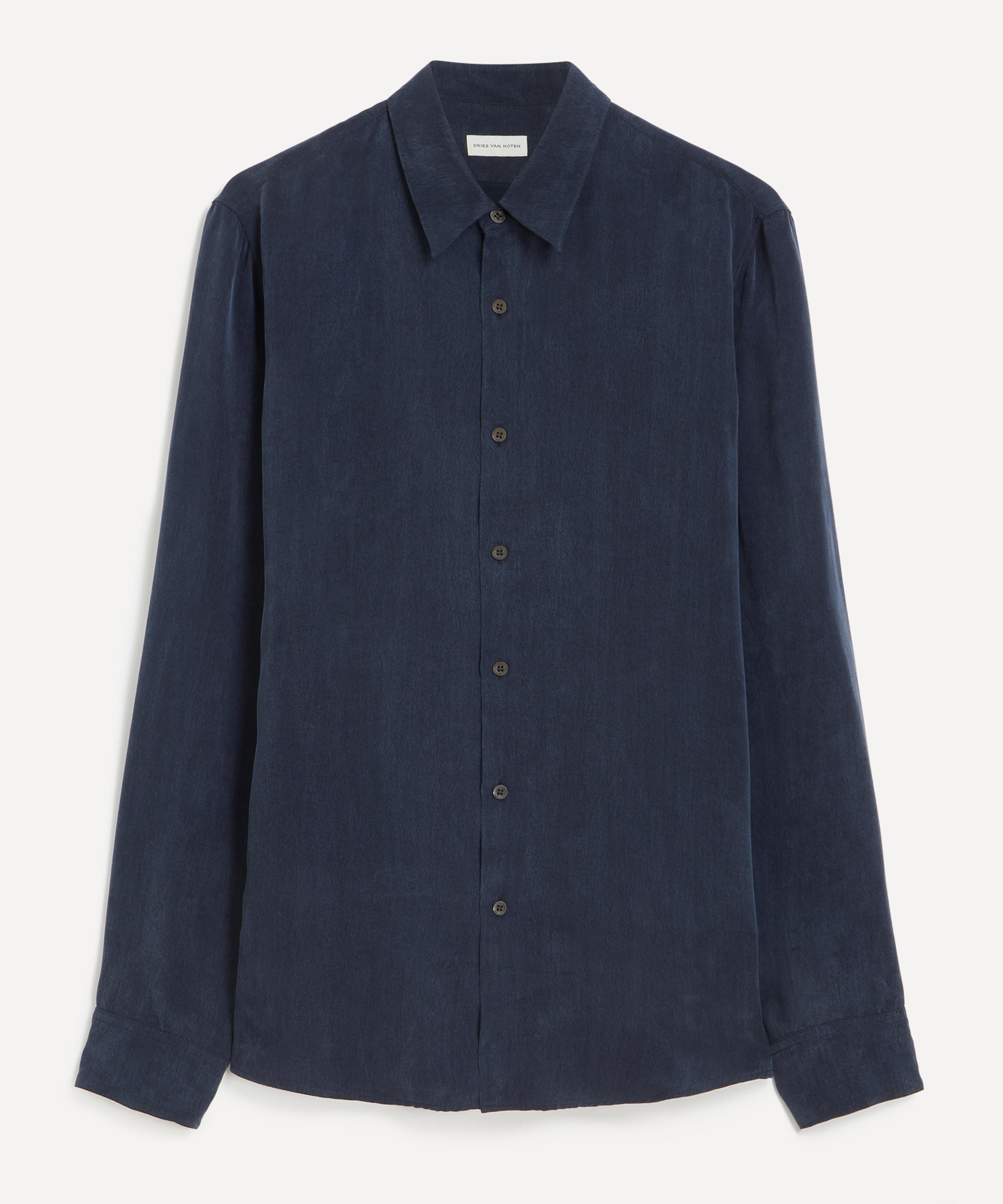 Dries Van Noten - Navy Washed Cupro Shirt image number 0