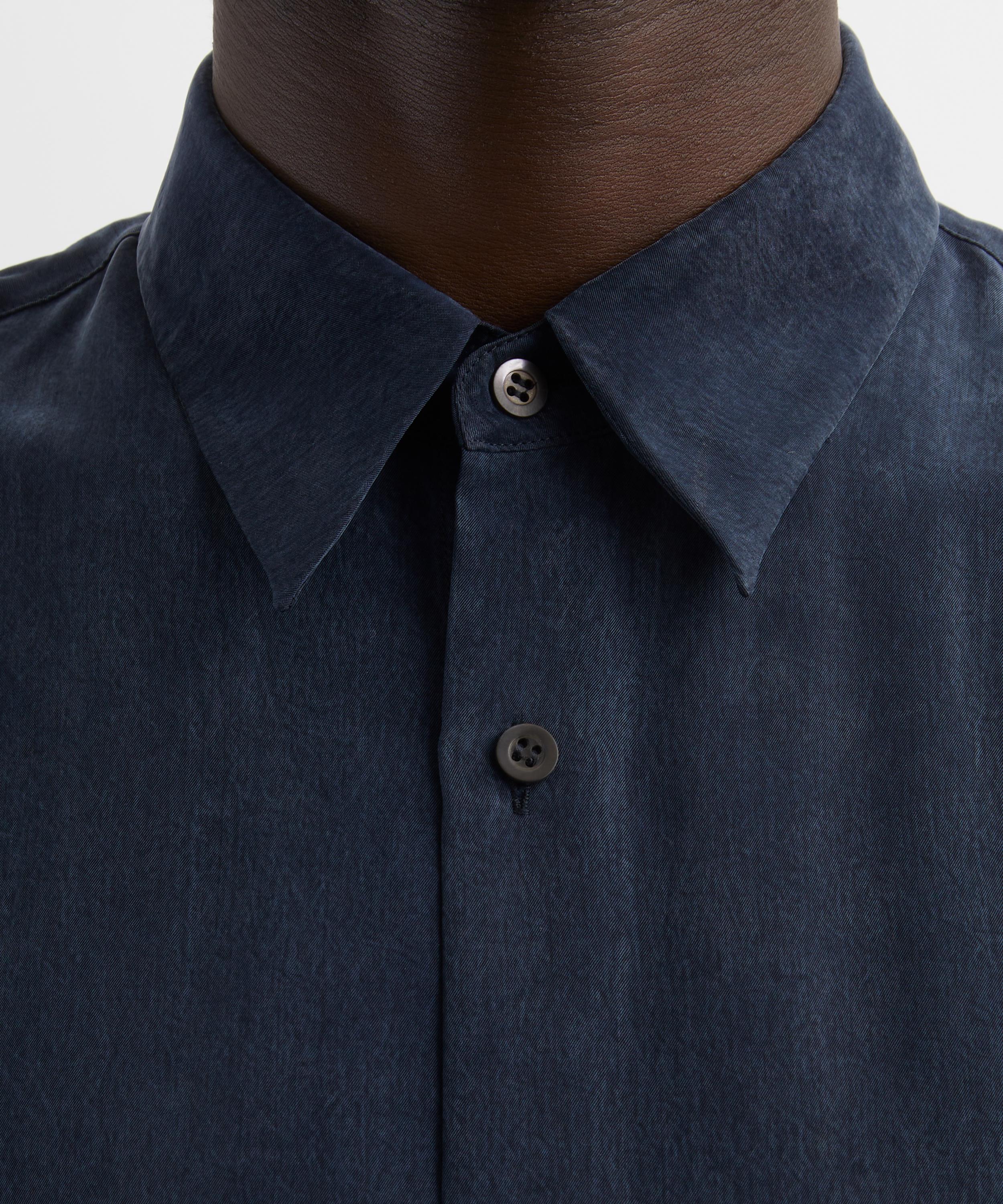 Dries Van Noten - Navy Washed Cupro Shirt image number 4