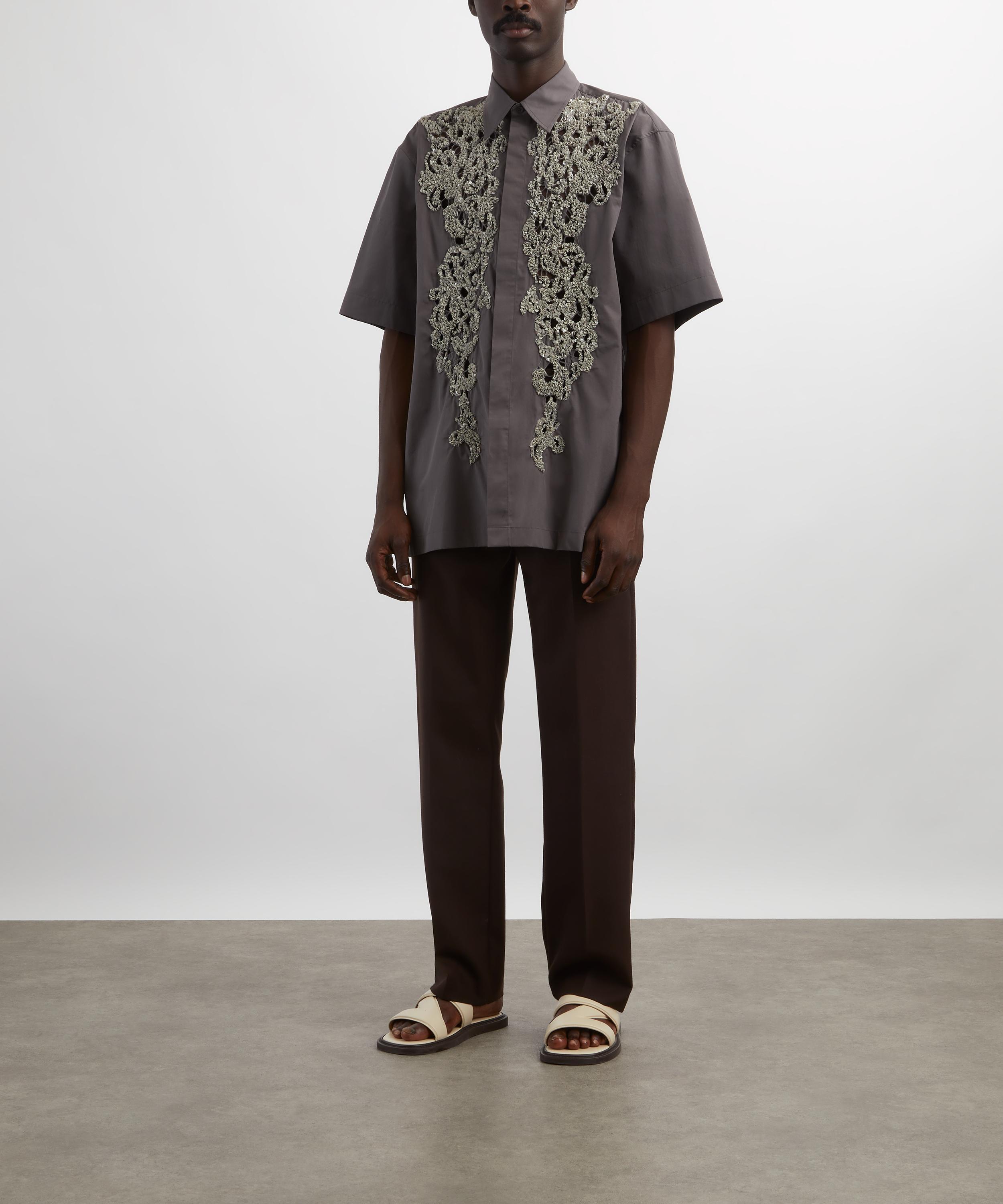 Dries Van Noten - Grey Embellished Short-Sleeve Shirt image number 1