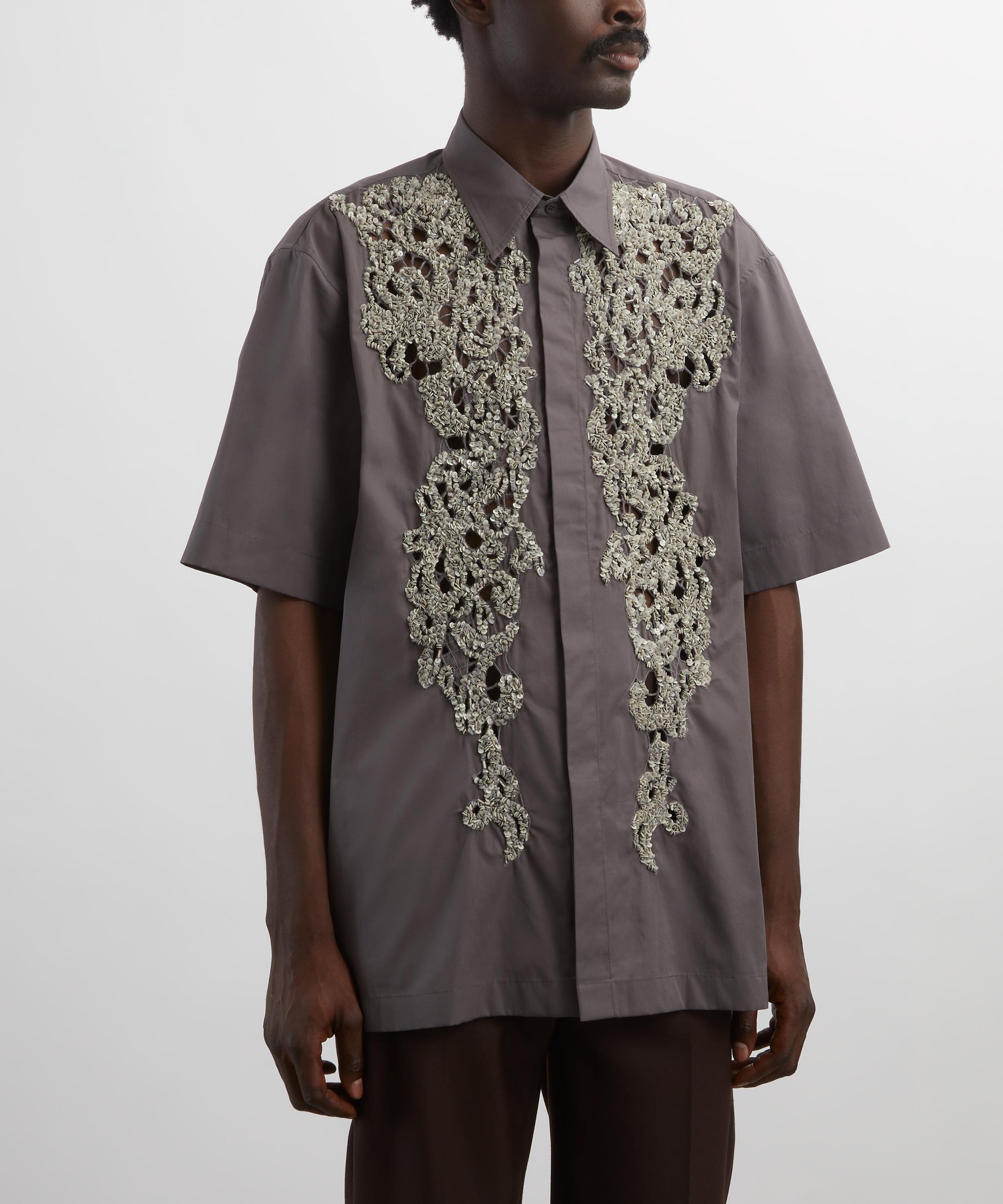 Dries Van Noten - Grey Embellished Short-Sleeve Shirt image number 2