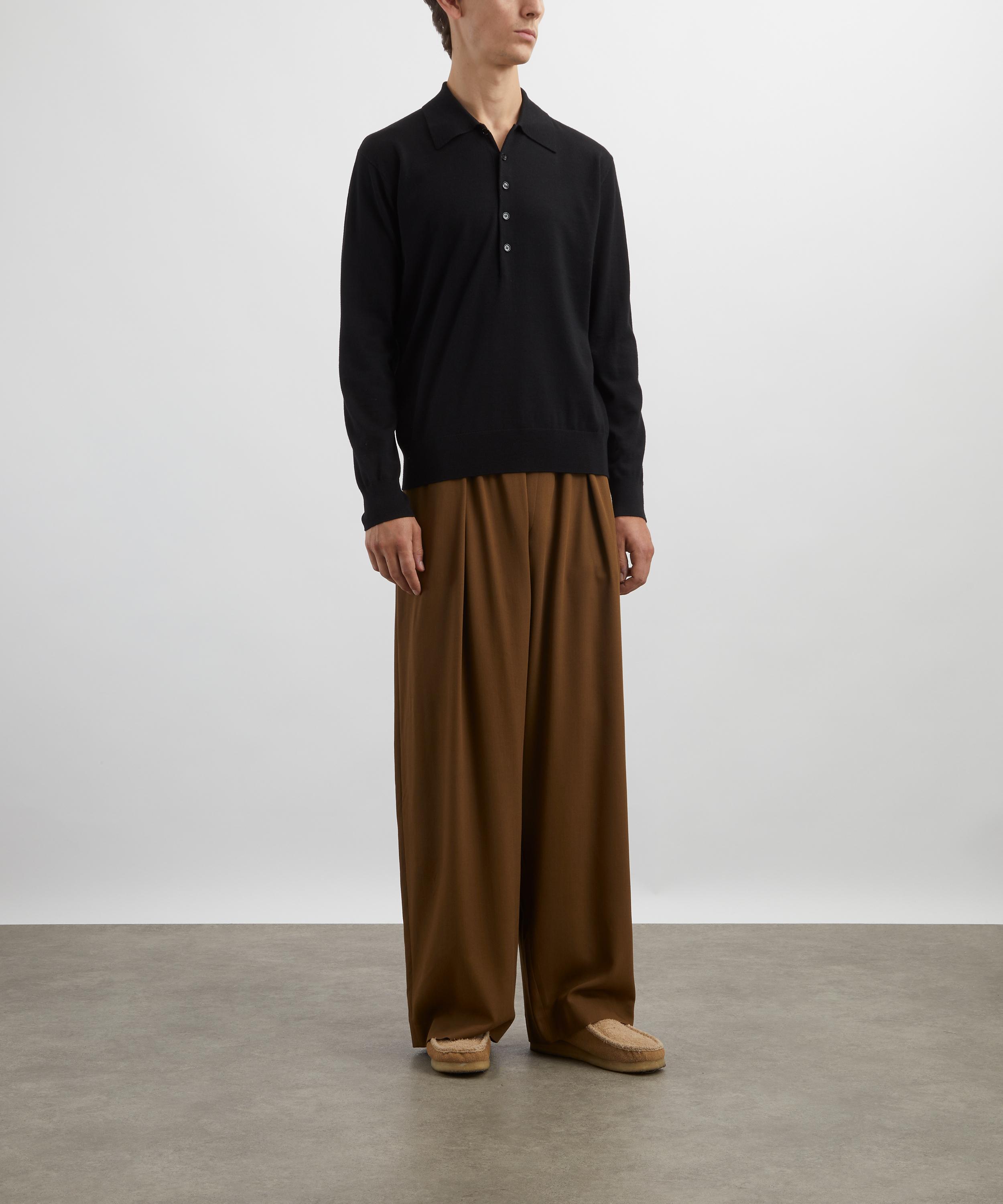 Dries Van Noten - Long-Sleeve Merino Wool Polo Shirt image number 1