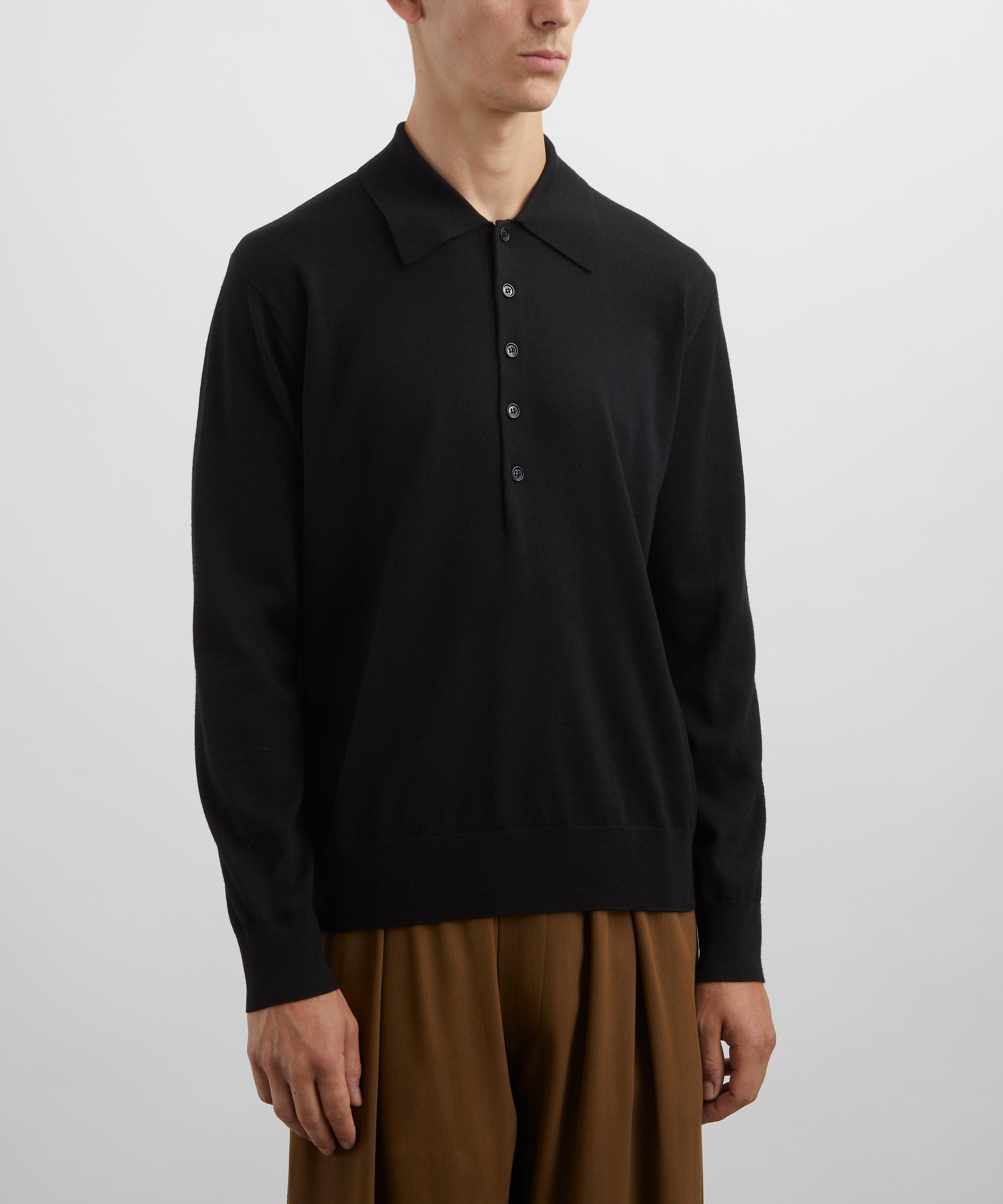 Dries Van Noten - Long-Sleeve Merino Wool Polo Shirt image number 2