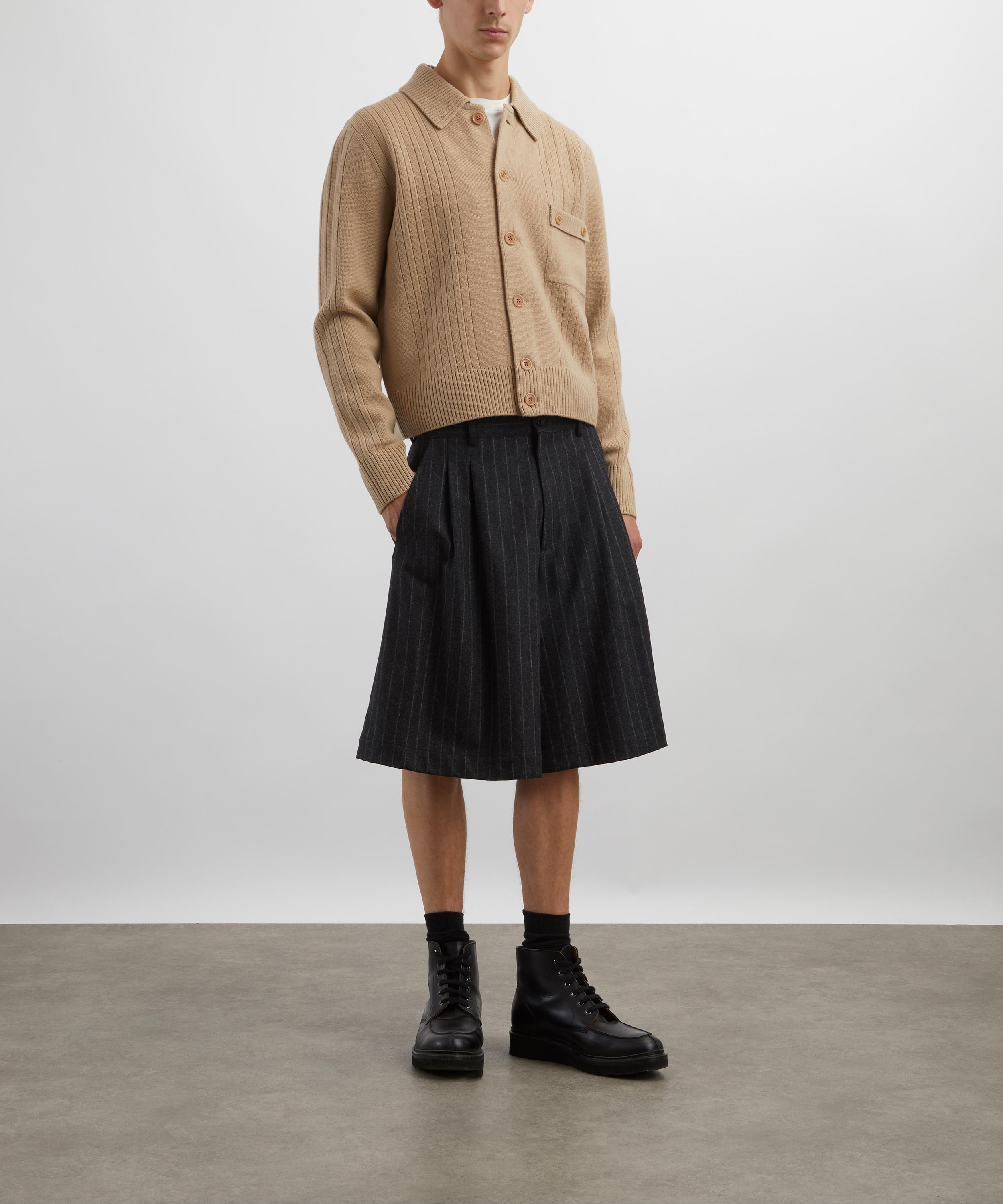 Dries Van Noten - Beige Ribbed Wool Cardigan image number 1