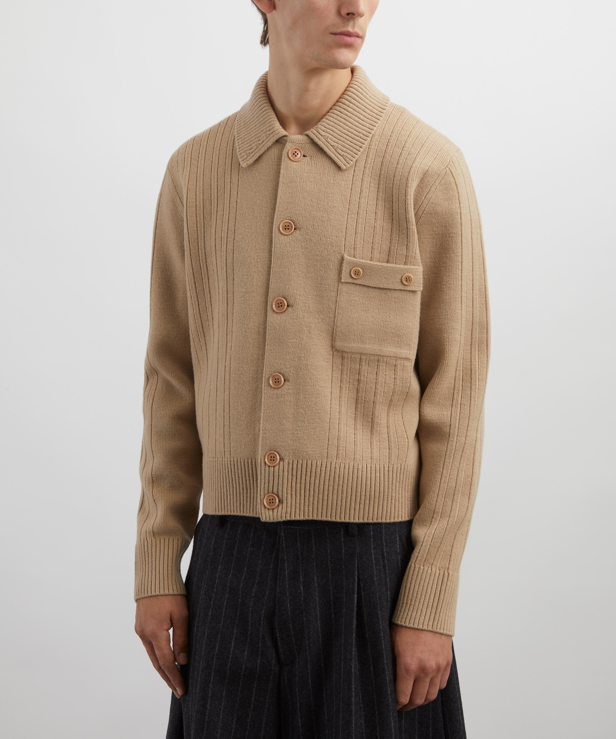 Dries Van Noten - Beige Ribbed Wool Cardigan image number 2