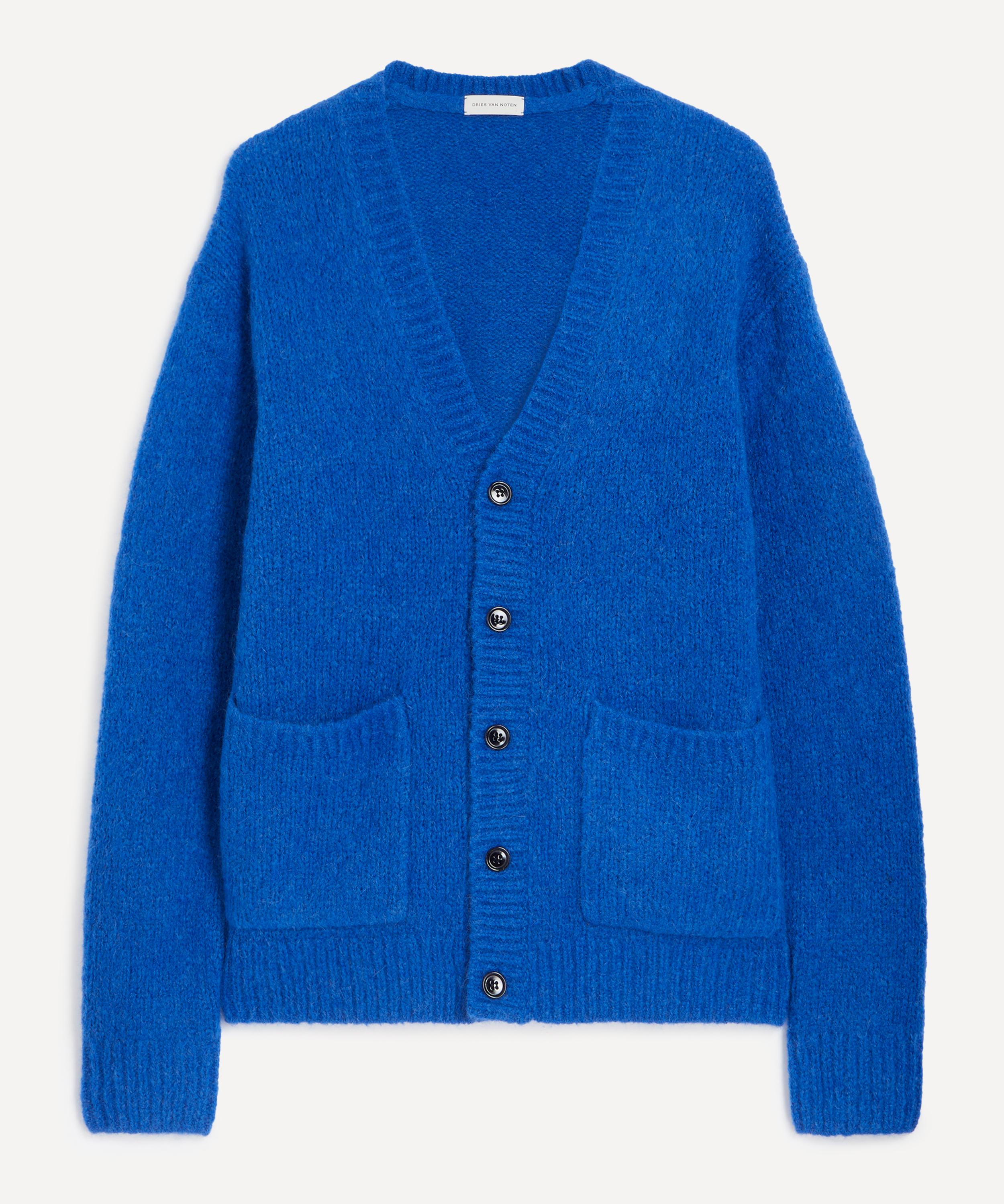 Dries Van Noten Blue Alpaca Wool Cardigan | Liberty