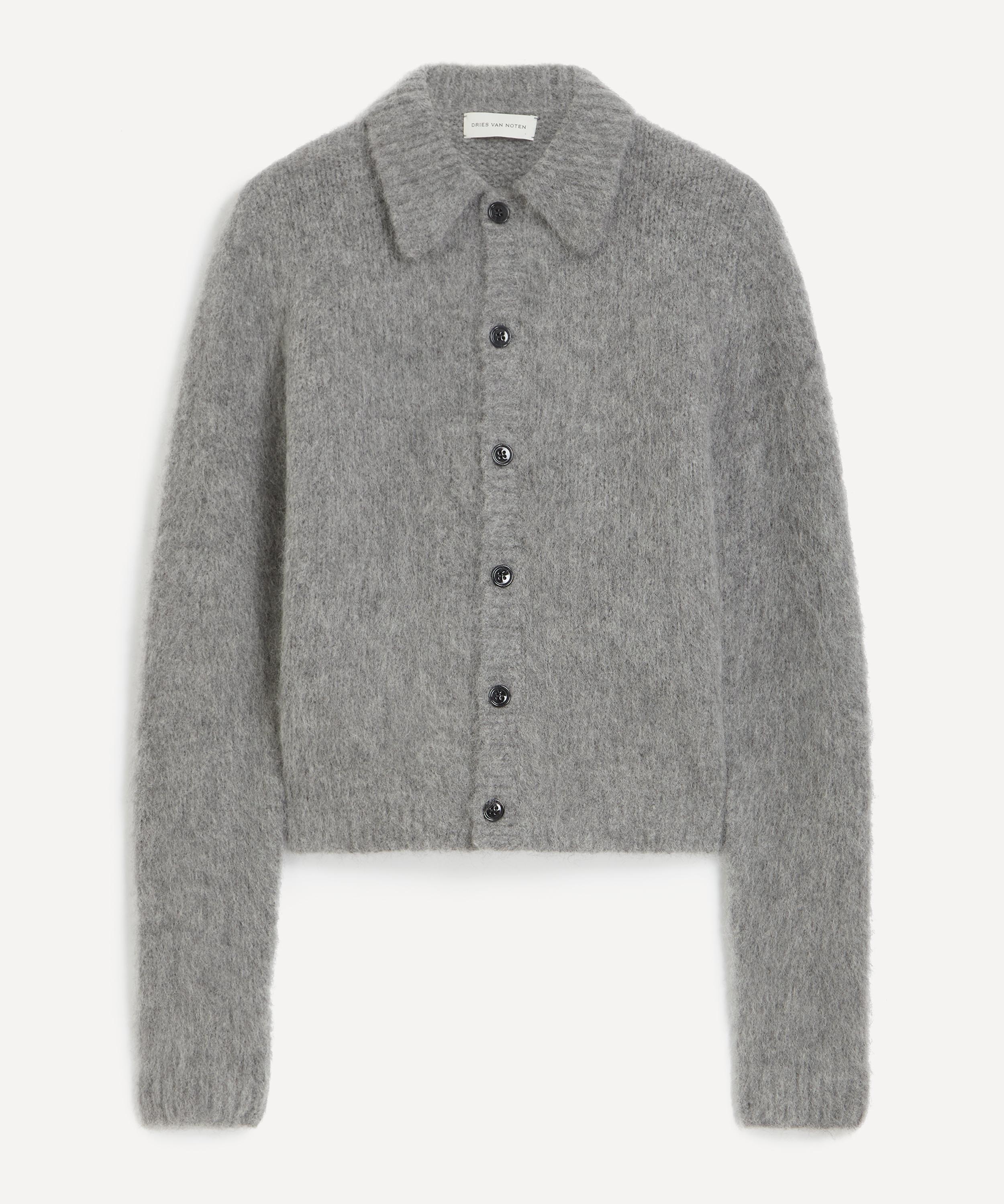 Dries Van Noten - Grey Cropped Alpaca-Wool Cardigan image number 0