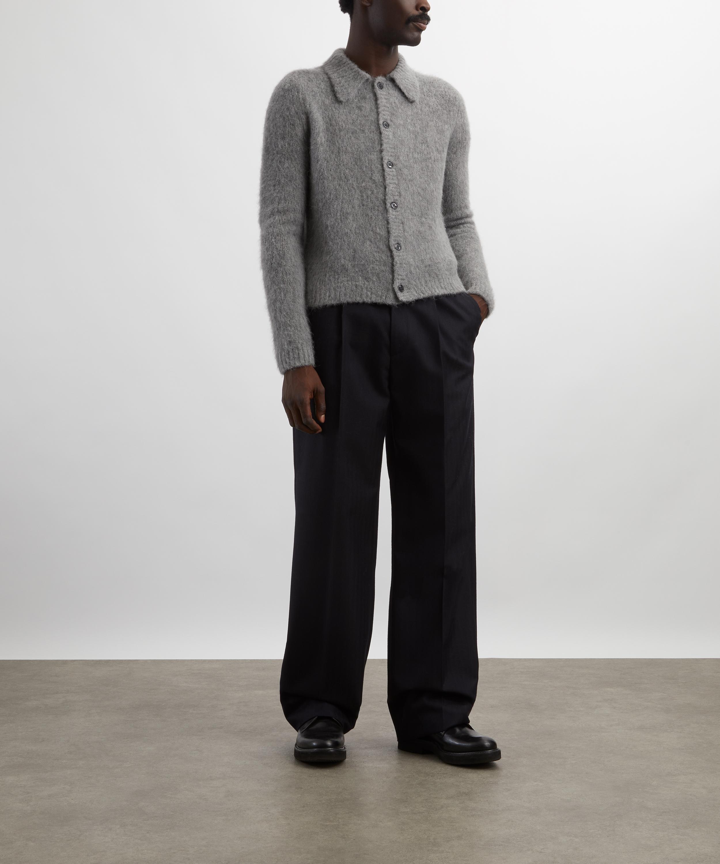 Dries Van Noten - Grey Cropped Alpaca-Wool Cardigan image number 1