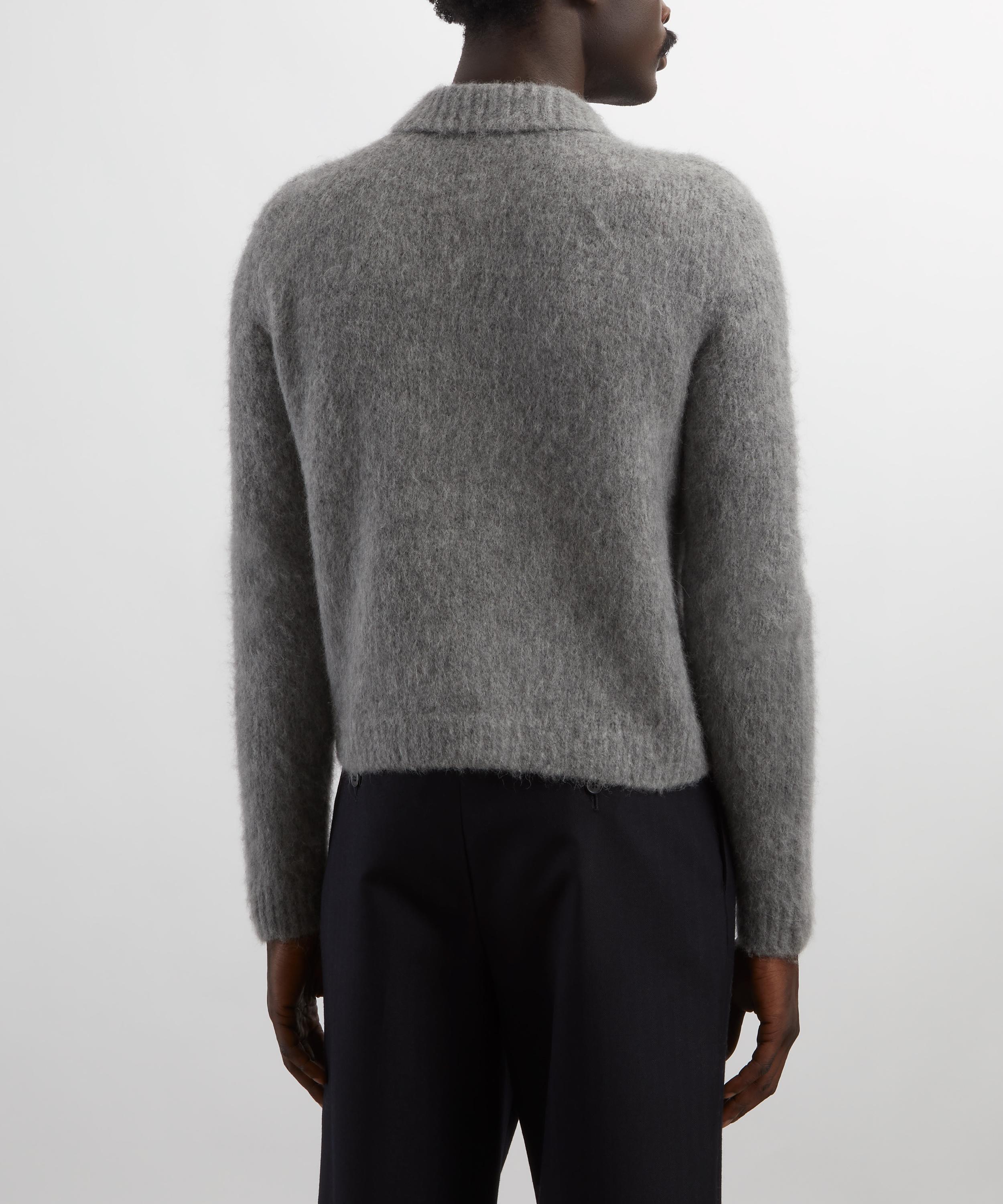 Dries Van Noten - Grey Cropped Alpaca-Wool Cardigan image number 3