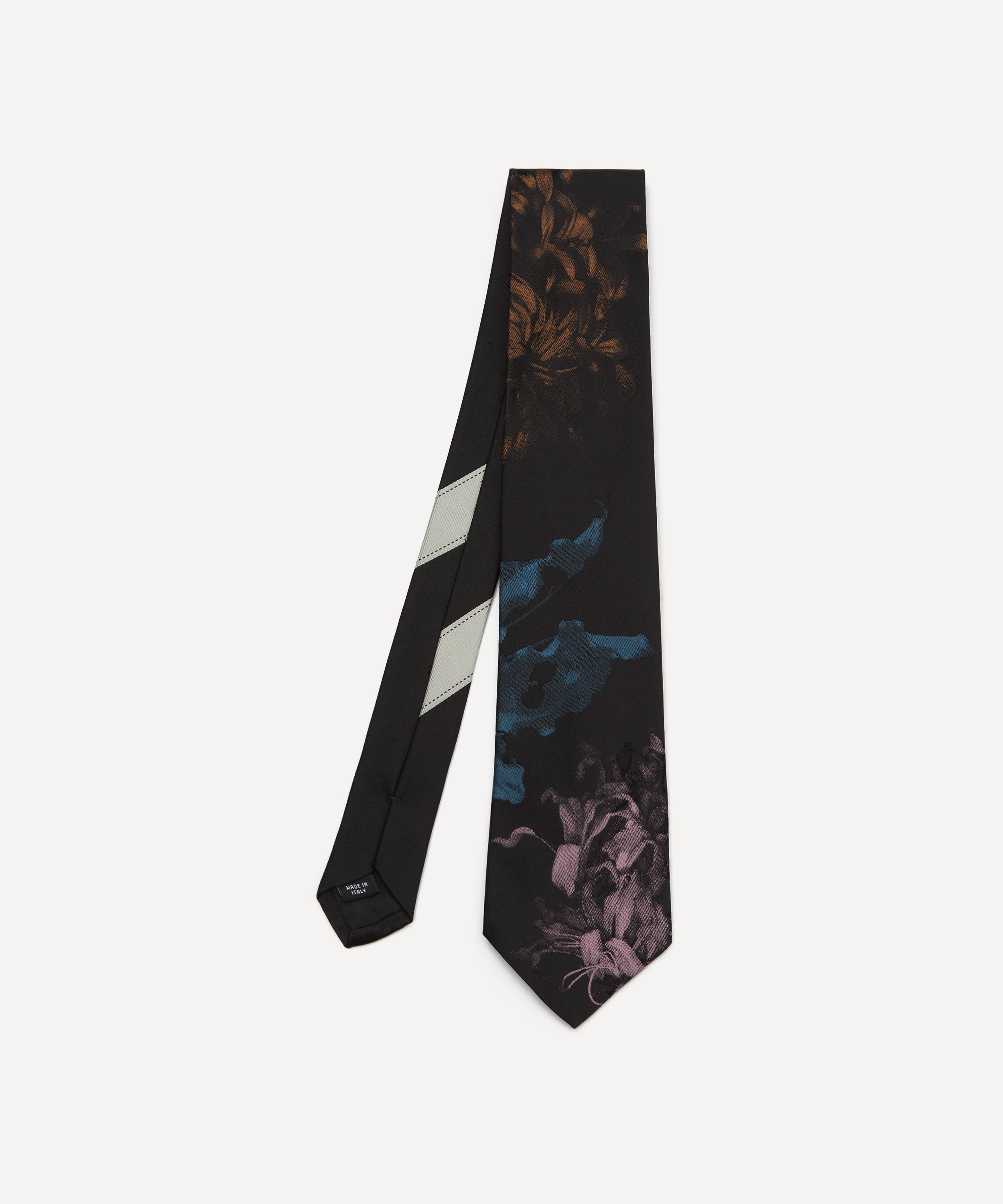 Dries Van Noten - Black Floral Silk Tie image number 0