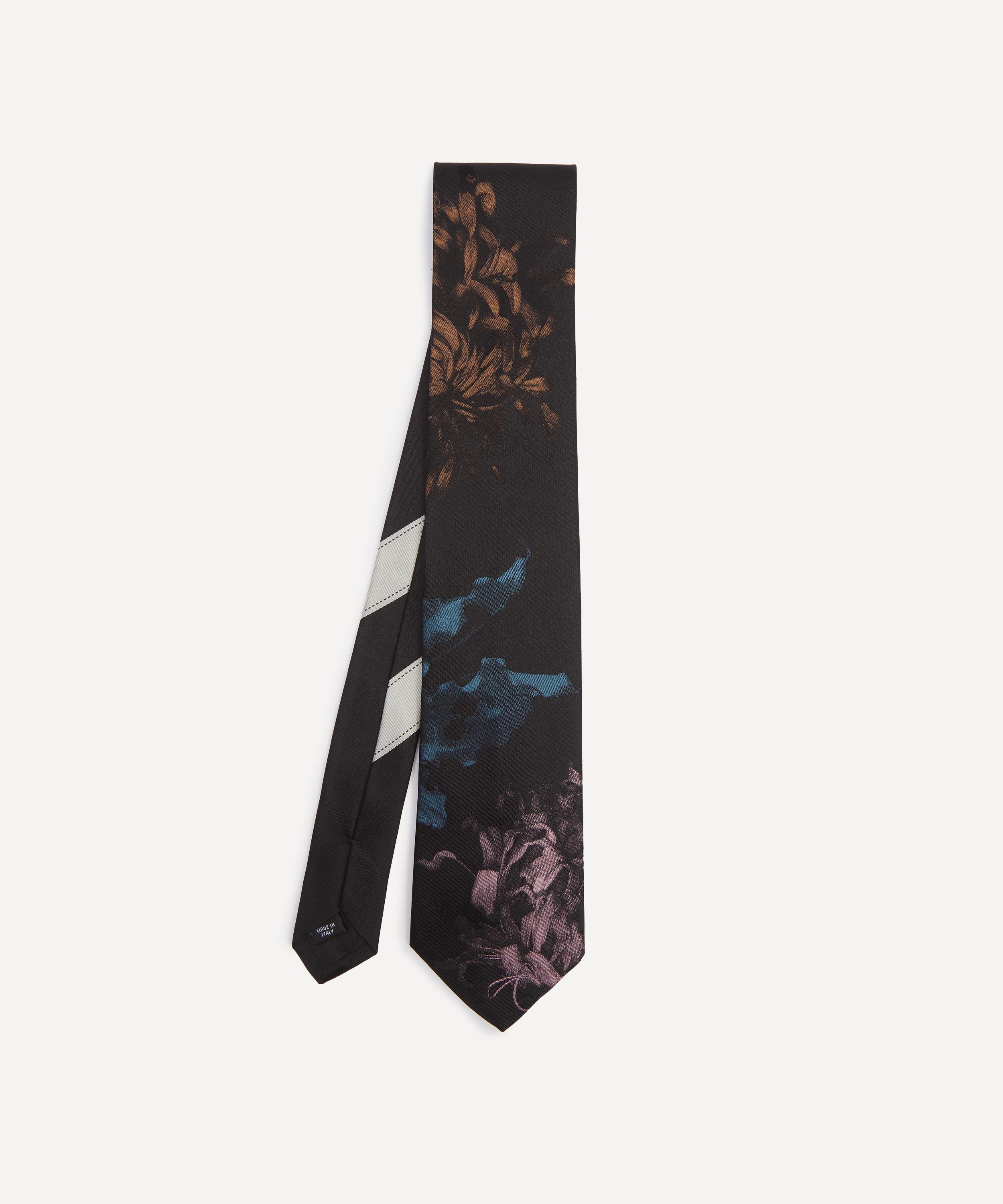 Dries Van Noten - Black Floral Silk Tie image number 1