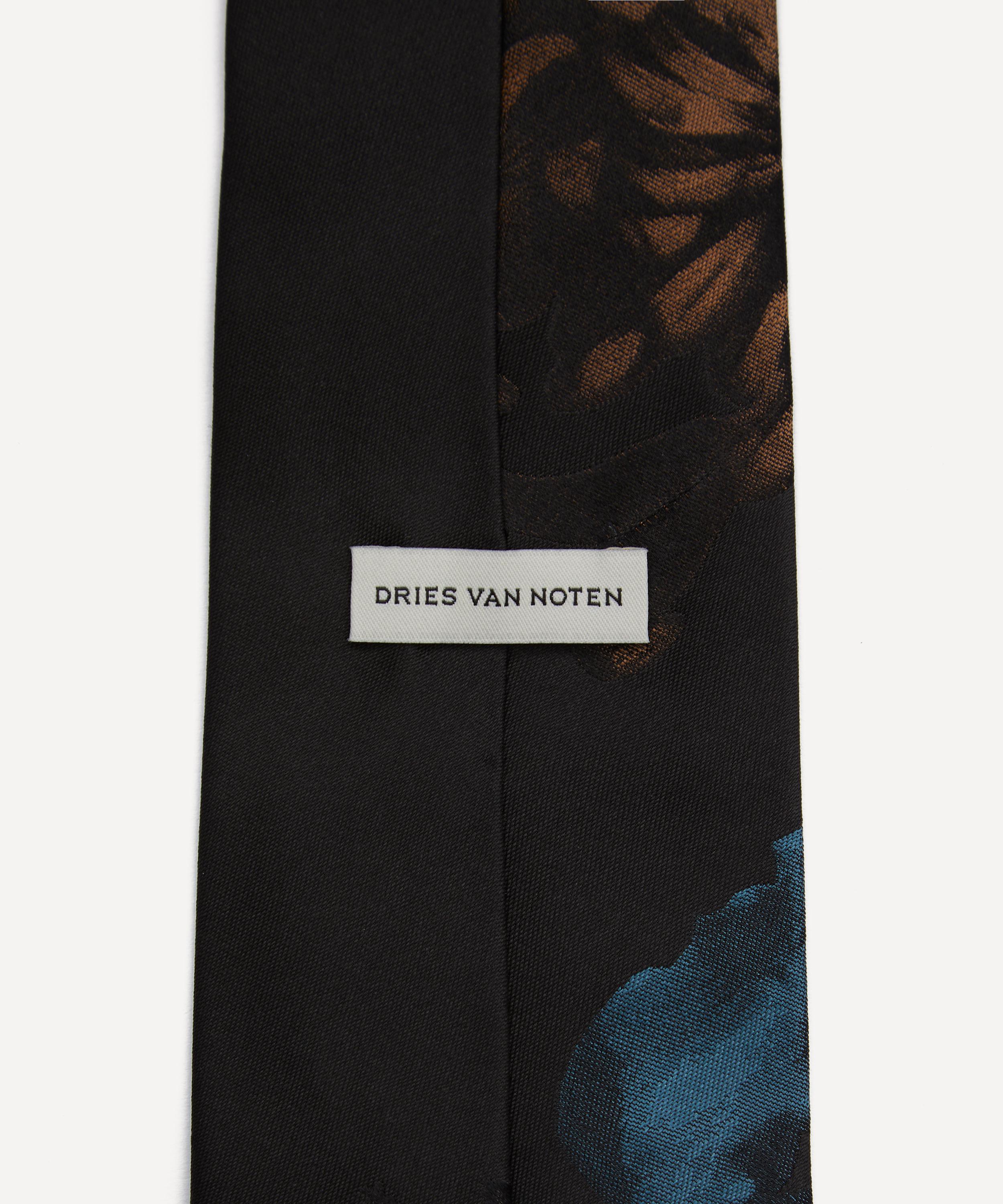 Dries Van Noten - Black Floral Silk Tie image number 3