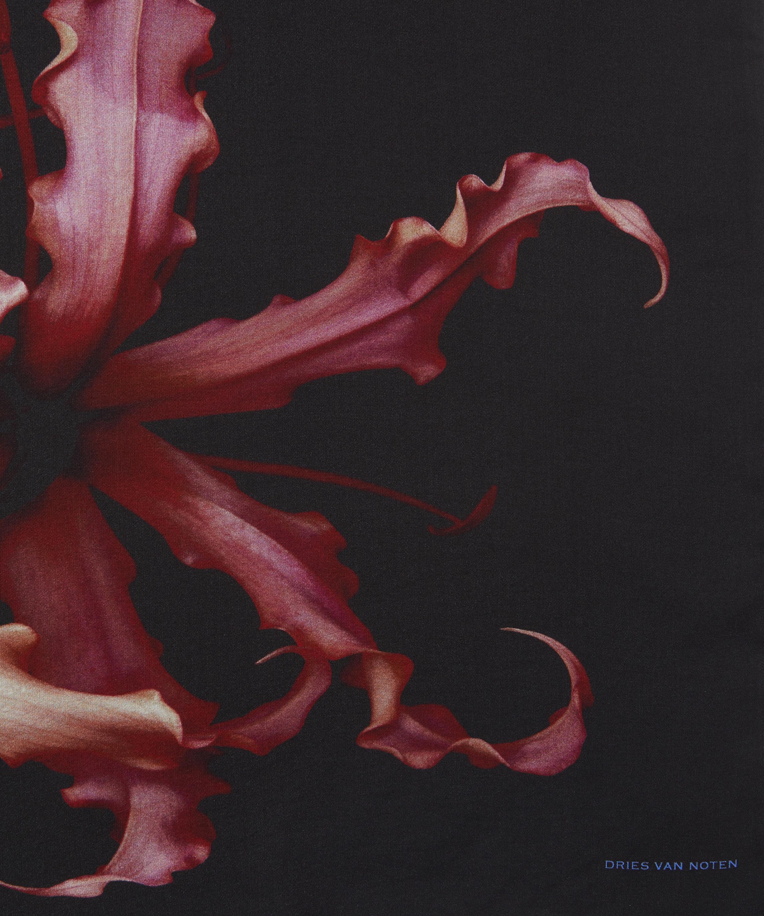 Dries Van Noten - Black Floral Viscose Scarf image number 2