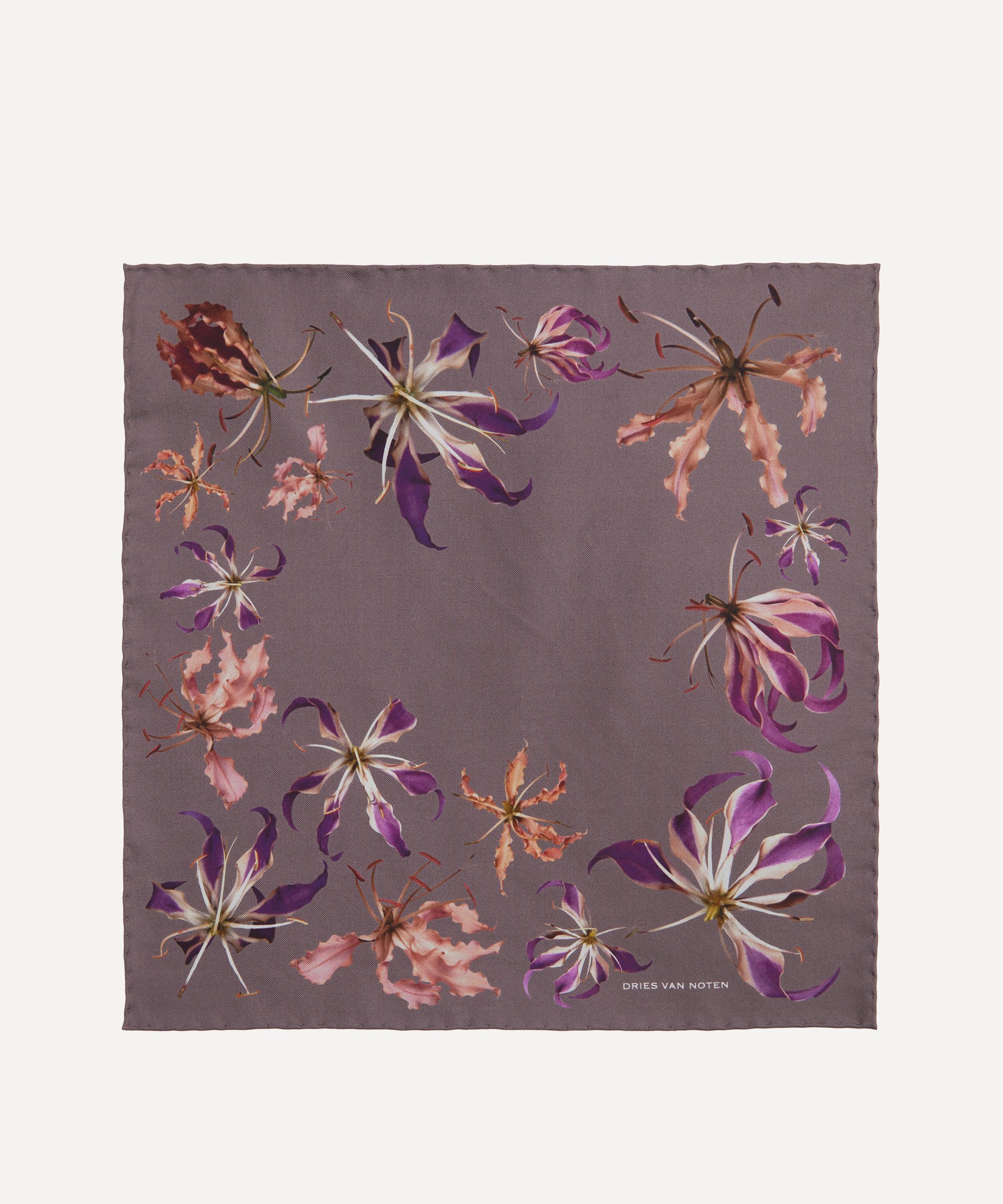 Dries Van Noten - Lilac Printed Silk Scarf  image number 1