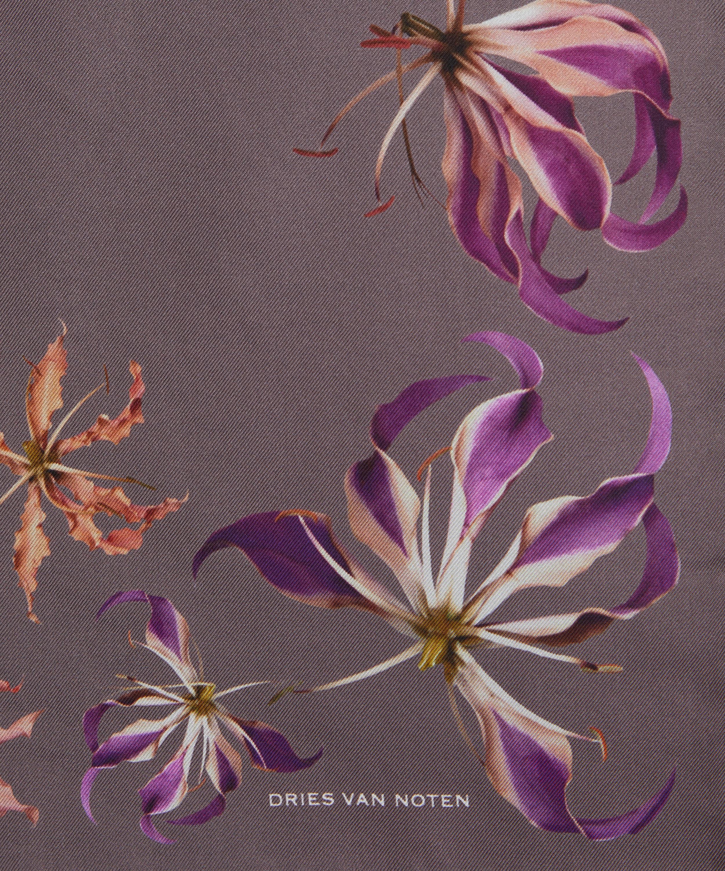 Dries Van Noten - Lilac Printed Silk Scarf  image number 2