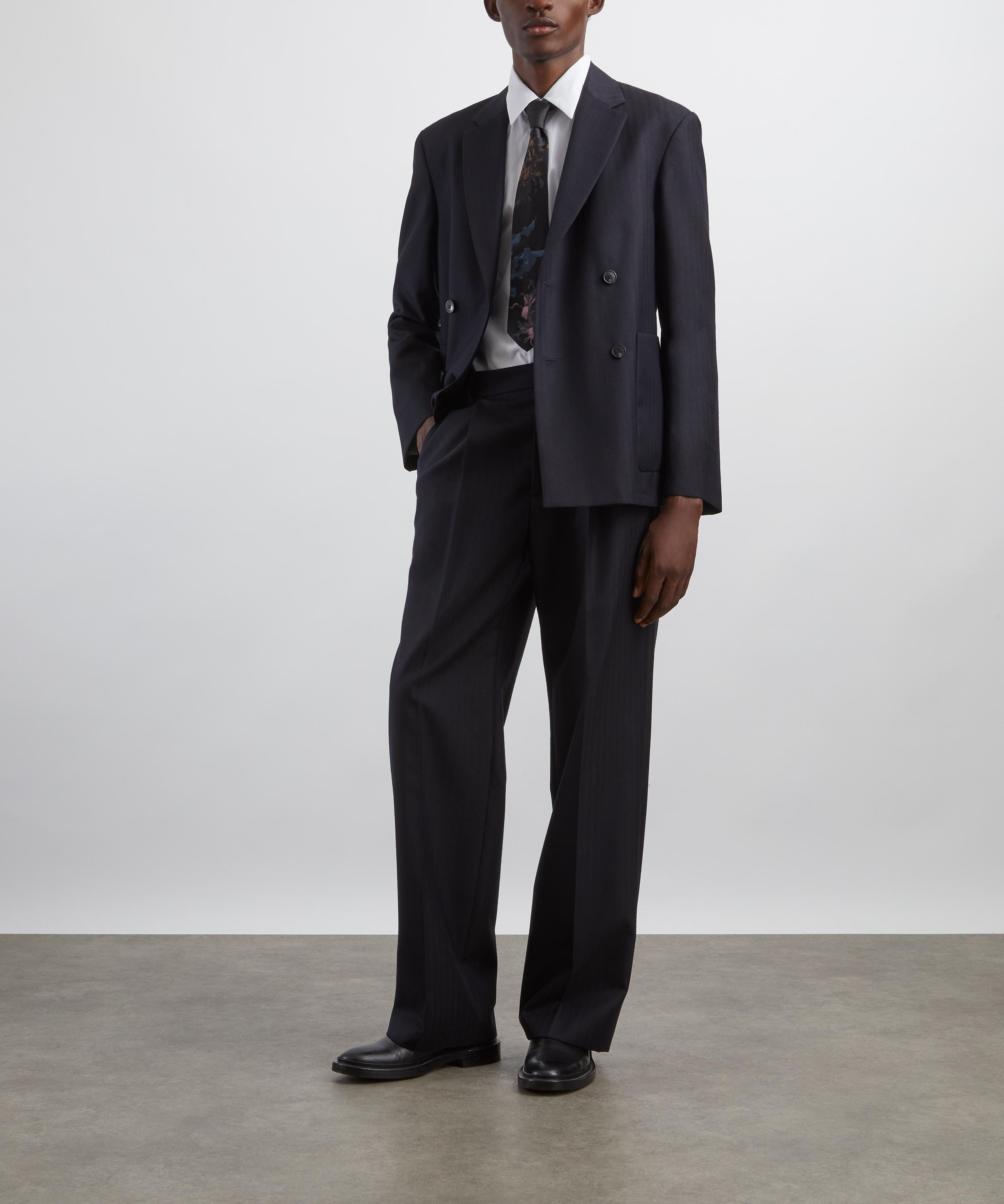 Dries Van Noten - Navy Casual Wool Double-Breasted Blazer image number 1