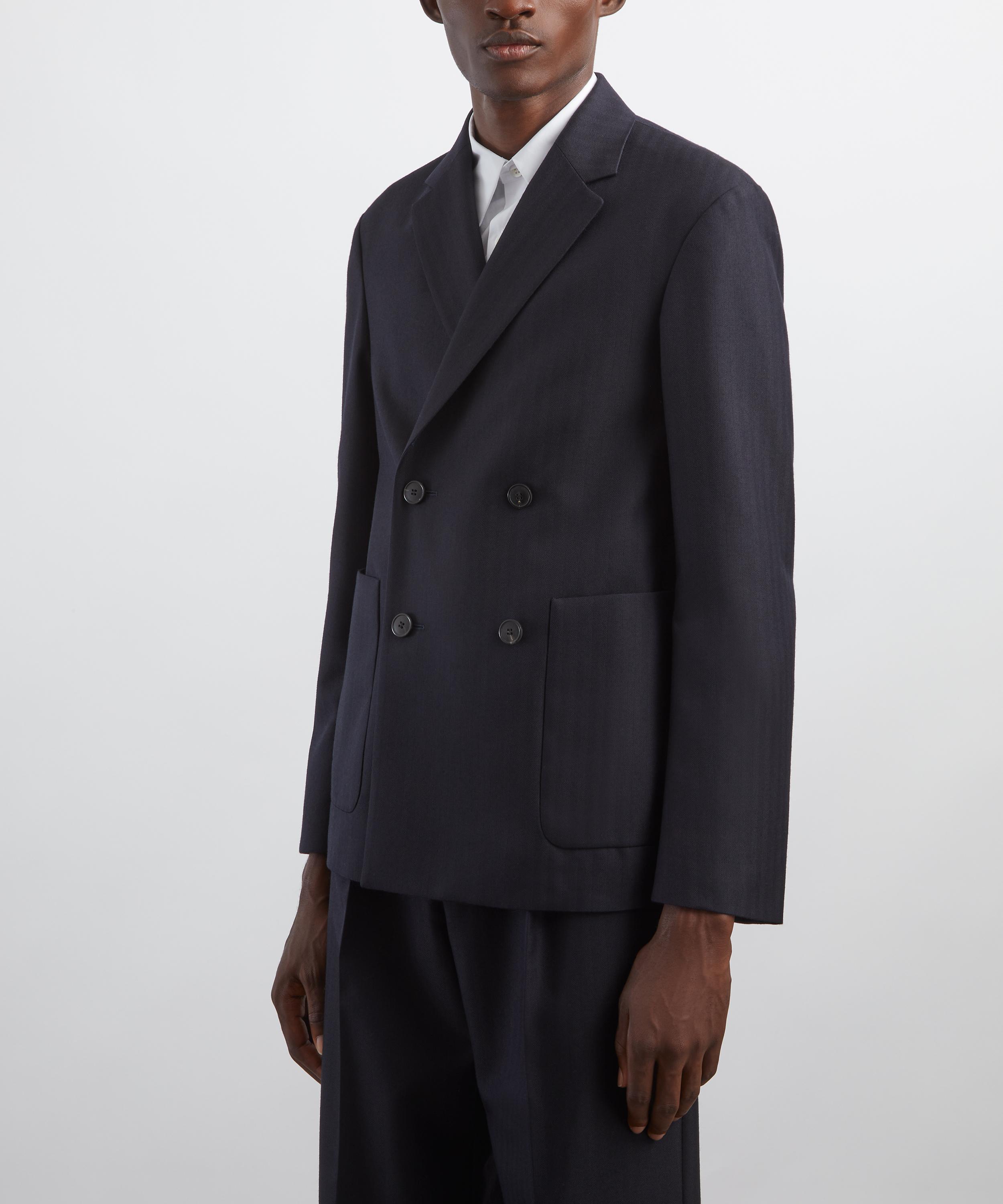 Dries Van Noten - Navy Casual Wool Double-Breasted Blazer image number 2