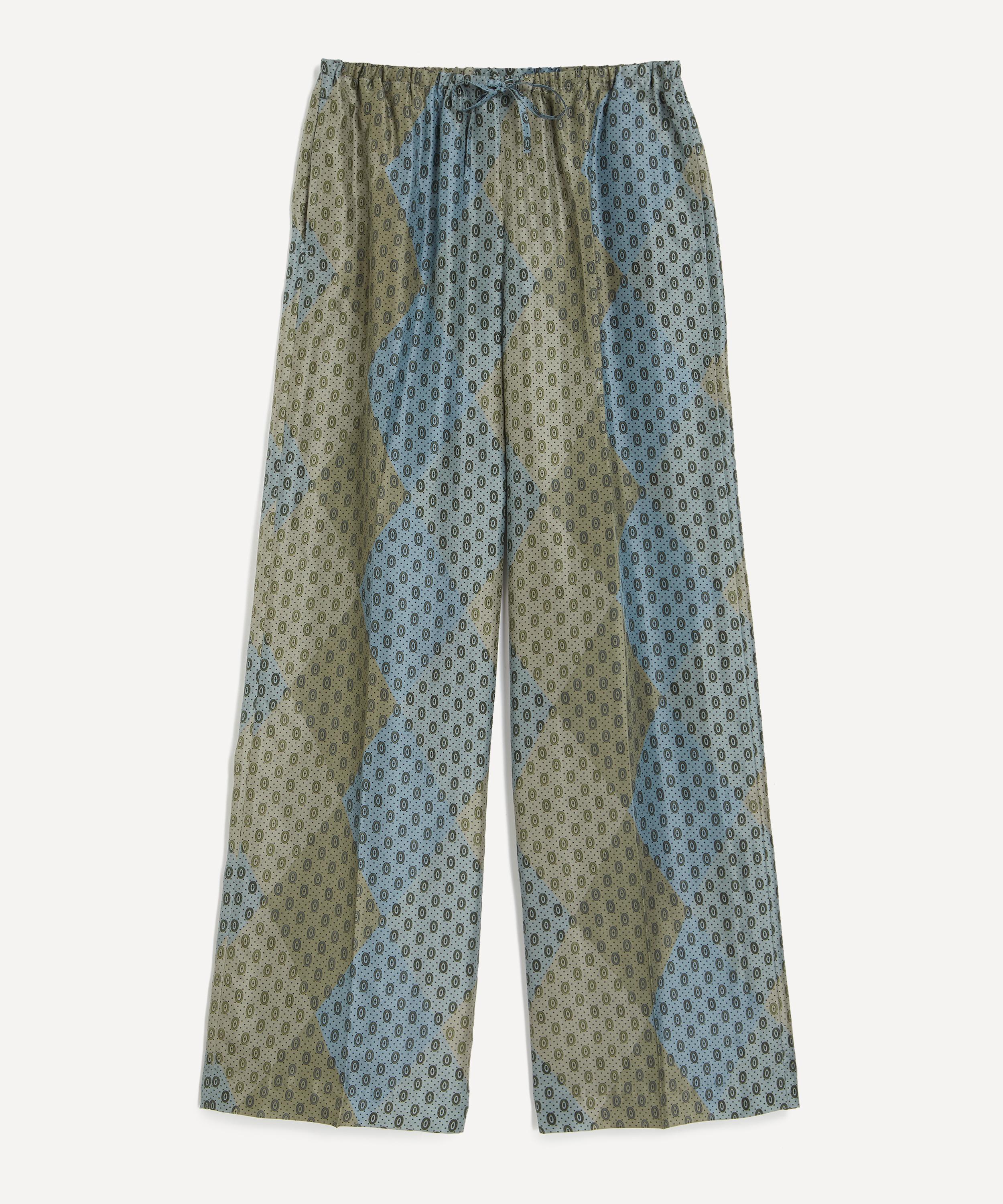 Dries Van Noten - Elasticated Argyle Silk Trousers image number 0