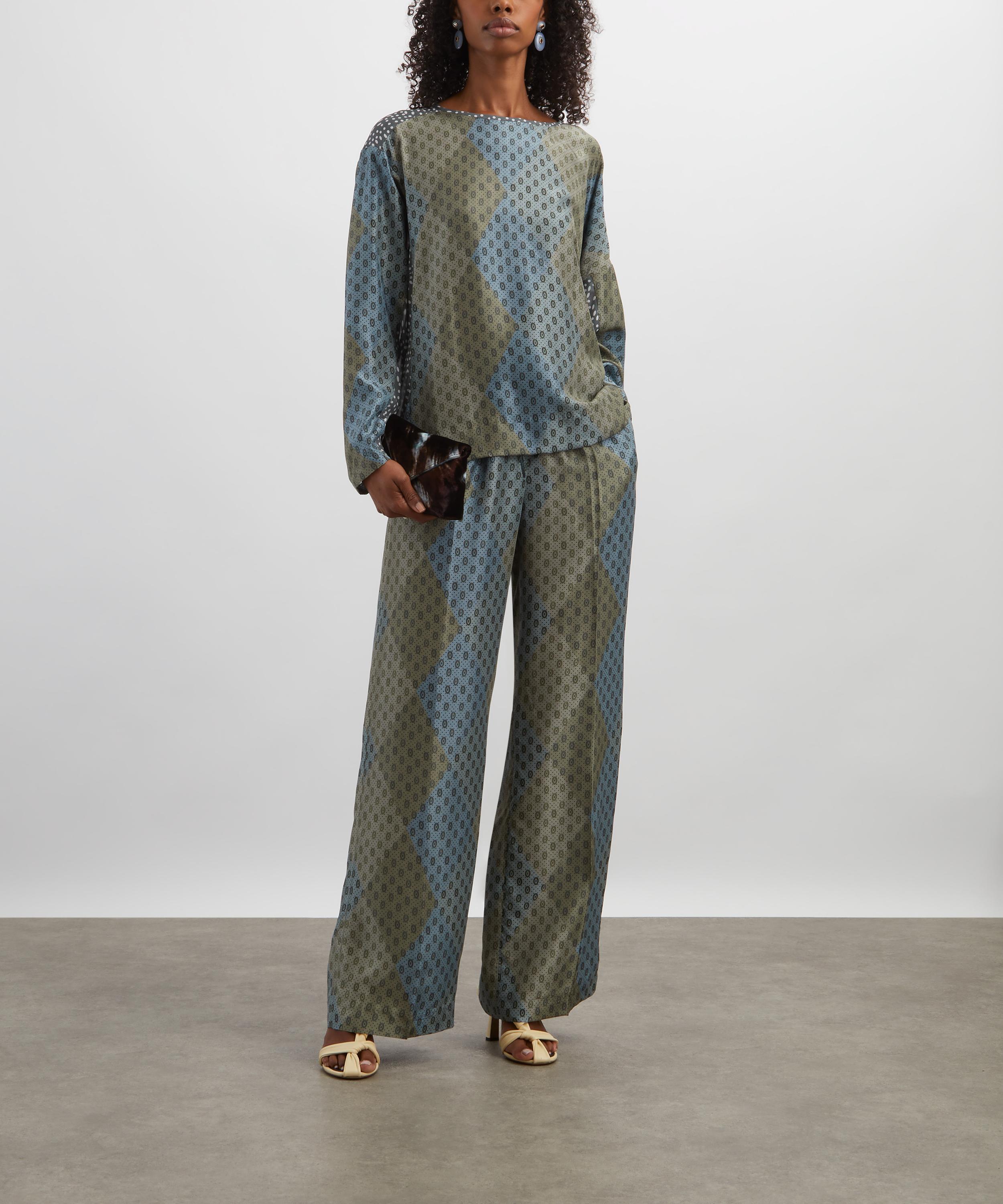 Dries Van Noten - Elasticated Argyle Silk Trousers image number 1