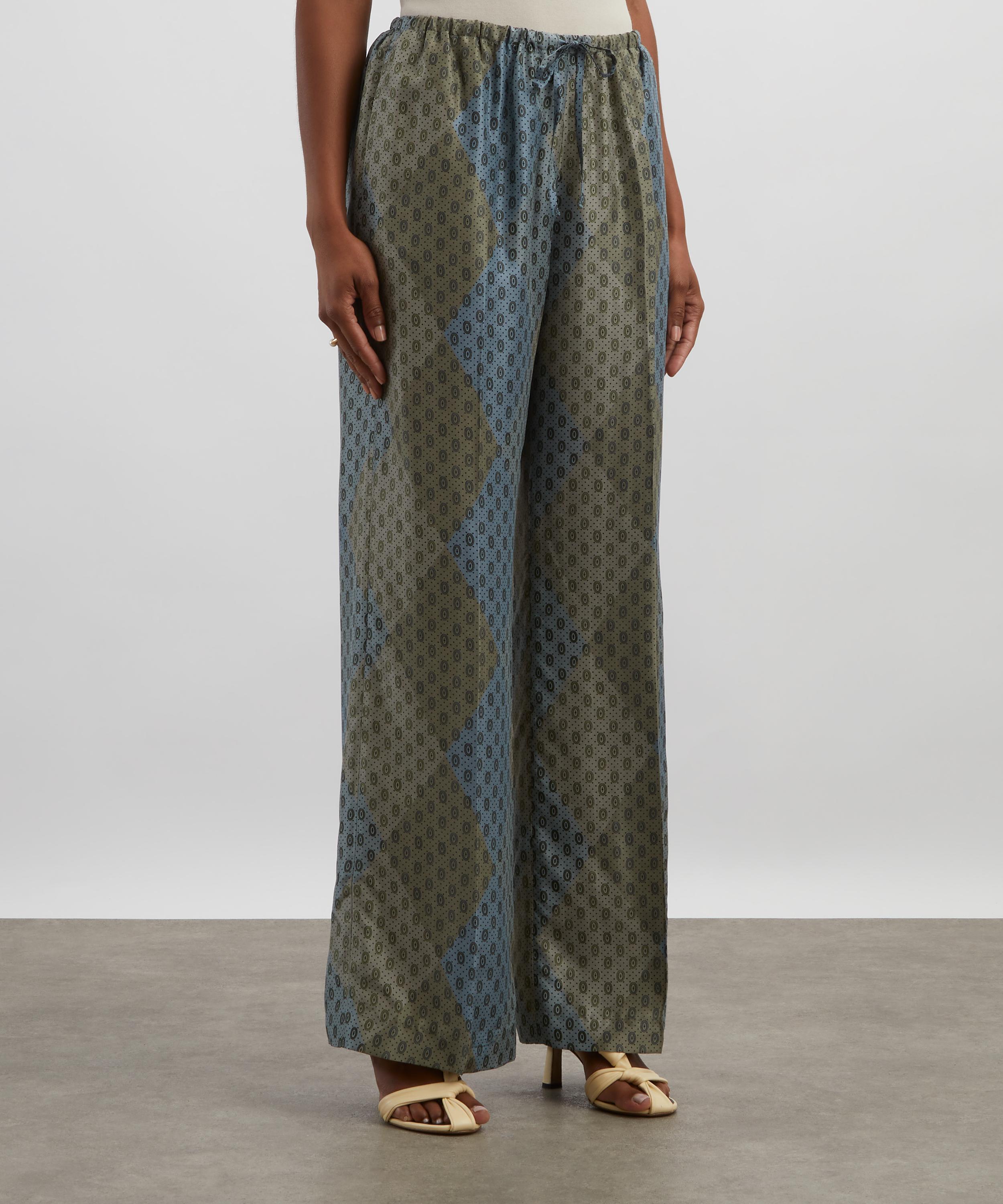 Dries Van Noten - Elasticated Argyle Silk Trousers image number 2