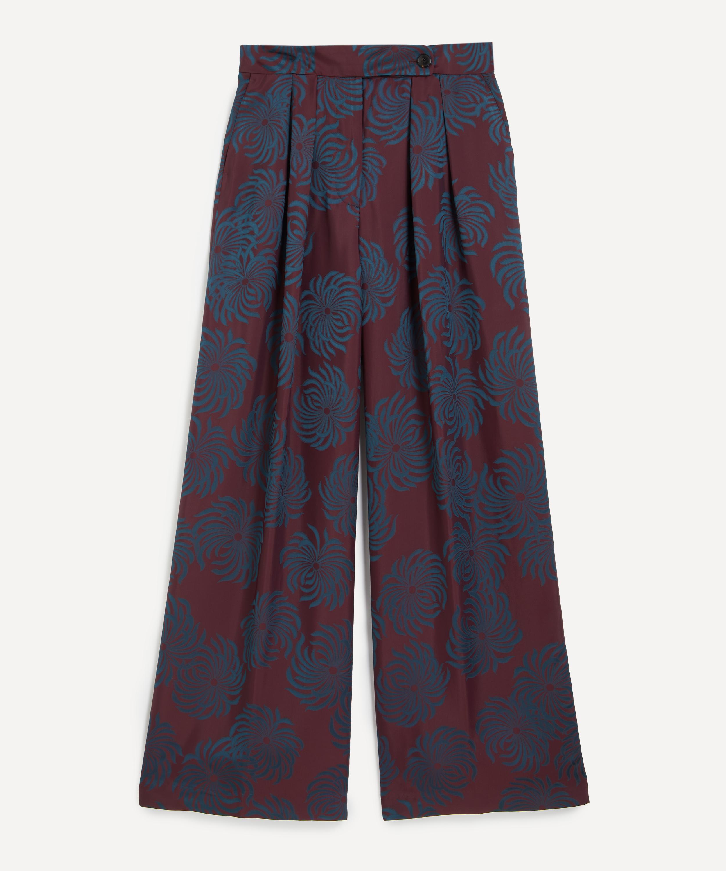 Dries Van Noten - Pleated Jacquard Satin Wide-Leg Trousers image number 0
