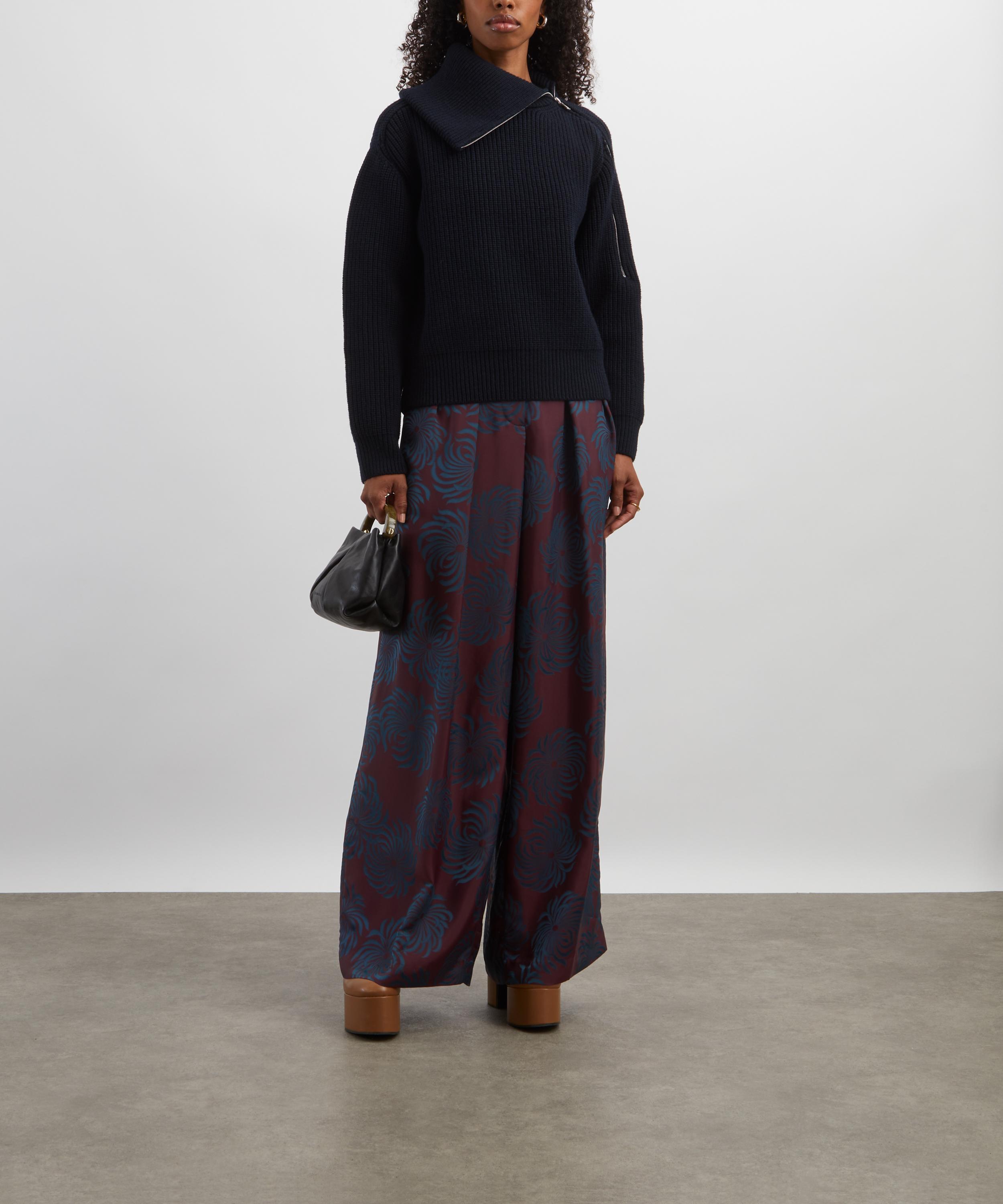 Dries Van Noten - Pleated Jacquard Satin Wide-Leg Trousers image number 1