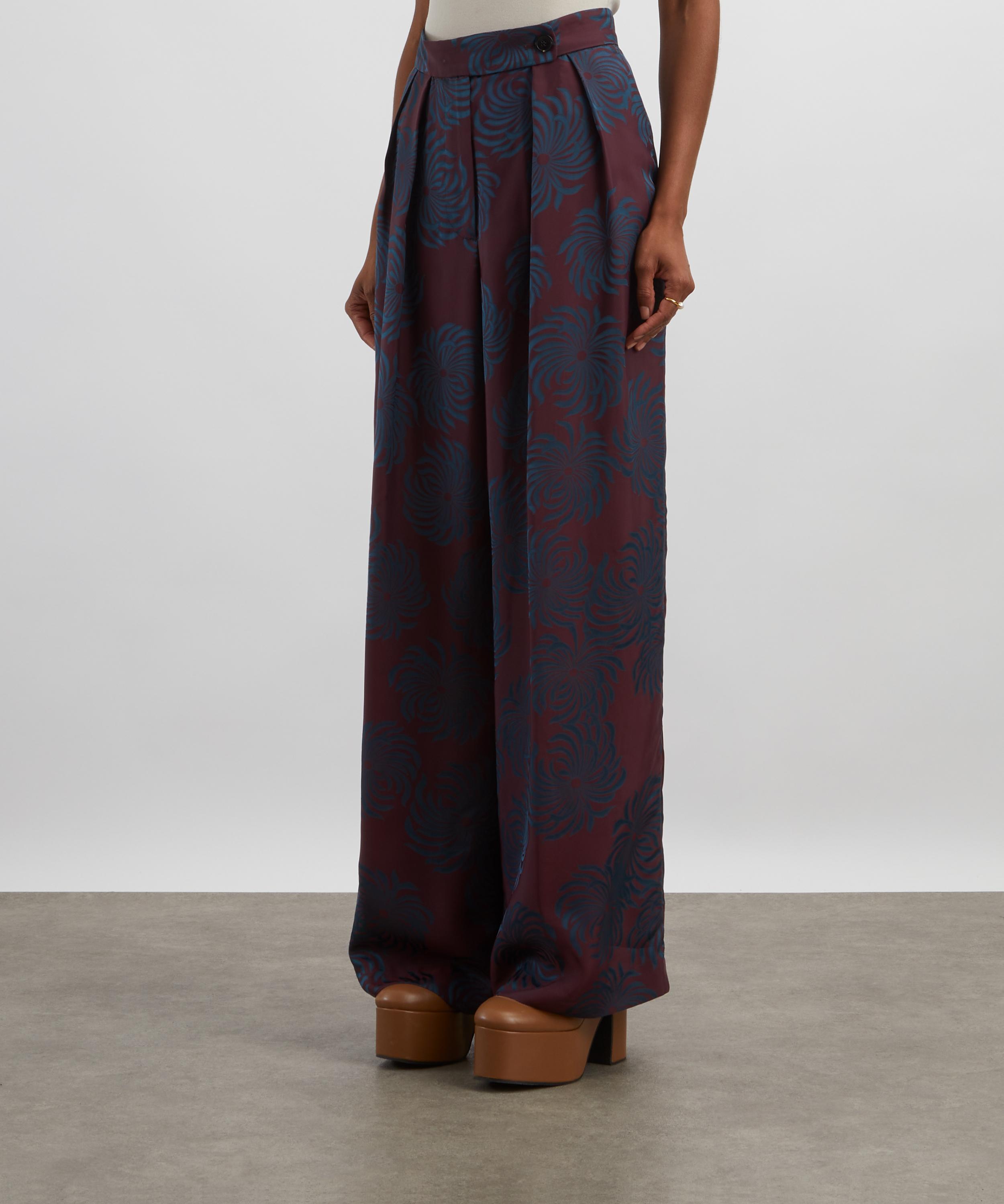Dries Van Noten - Pleated Jacquard Satin Wide-Leg Trousers image number 2