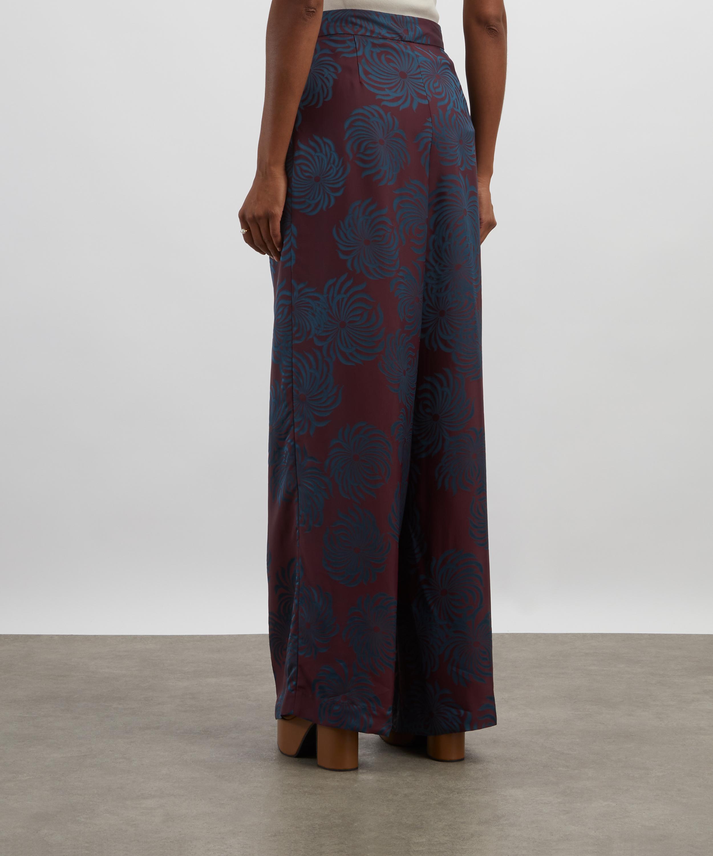 Dries Van Noten - Pleated Jacquard Satin Wide-Leg Trousers image number 3