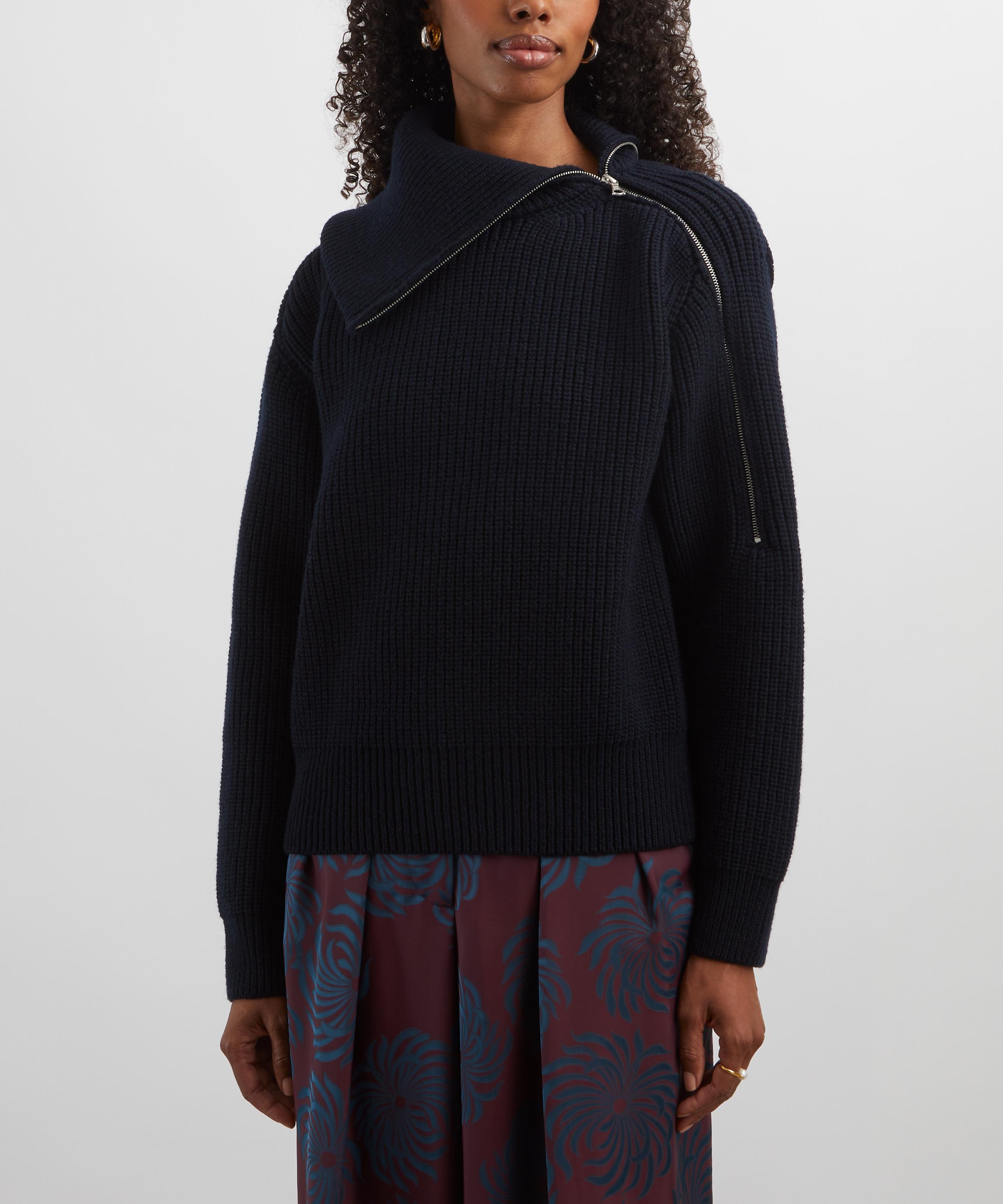Dries Van Noten - Black Zipped Wool Jumper image number 2