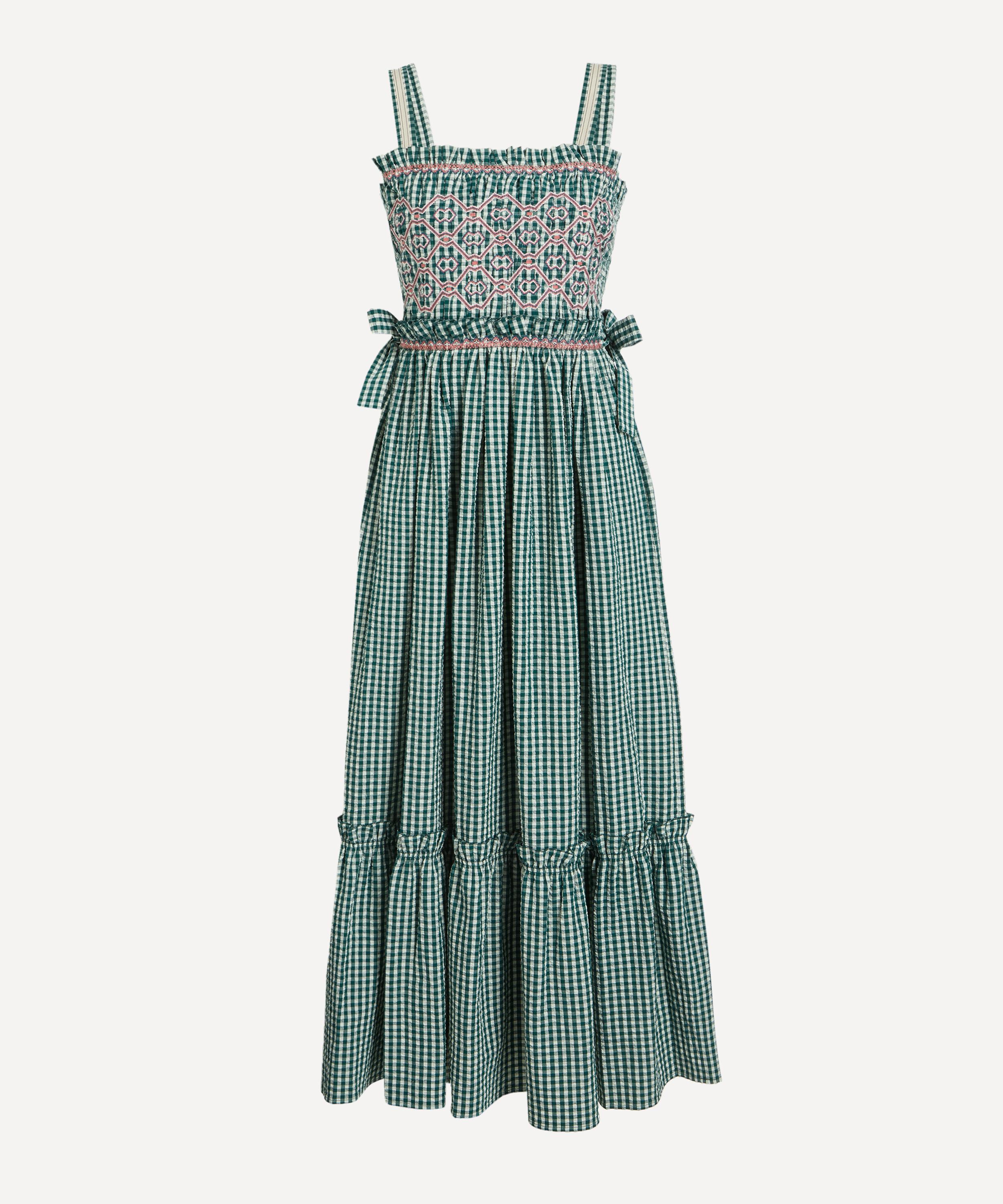 Hunter Bell - Larissa Green and White Gingham Midi Dress
