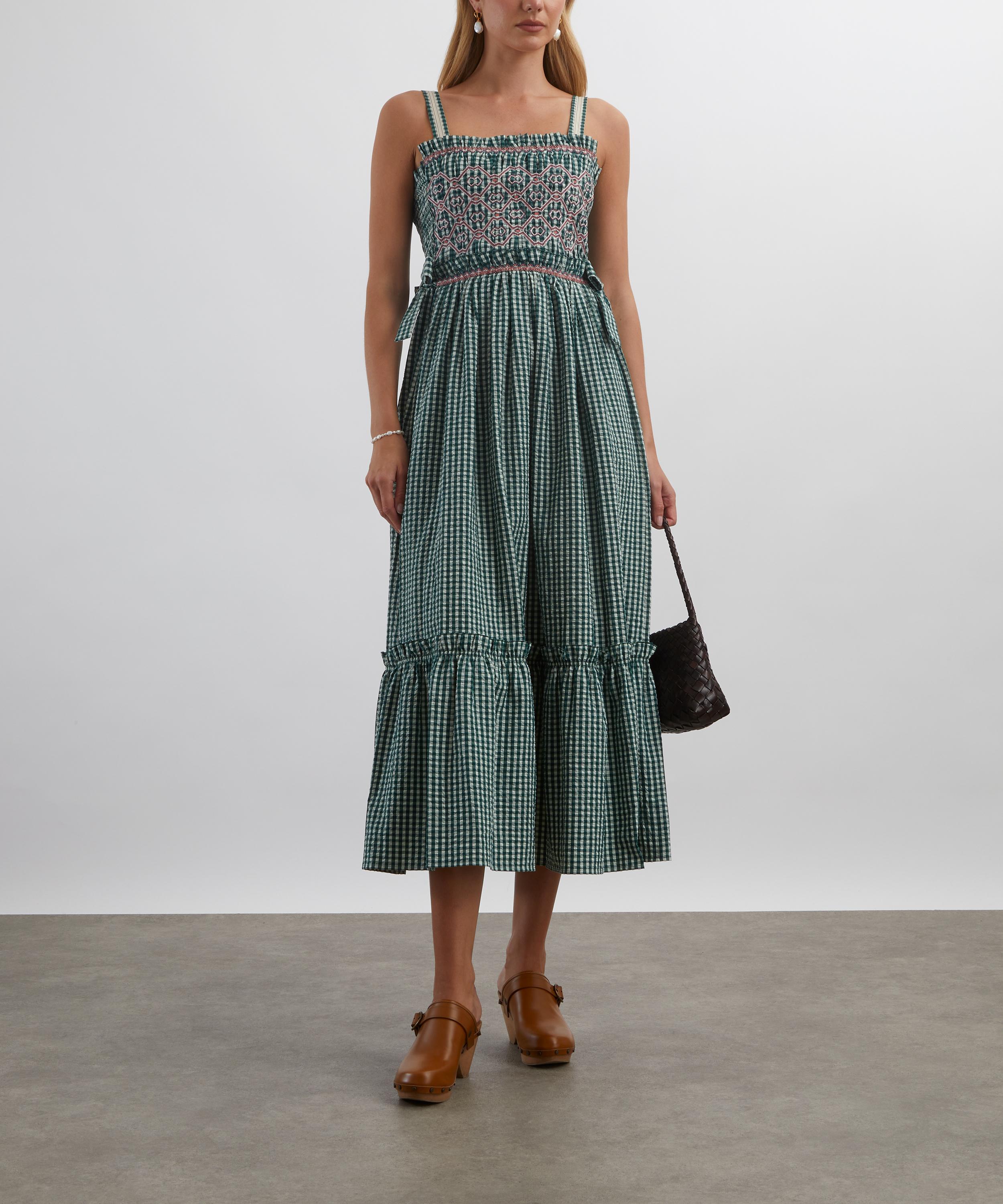 Hunter Bell - Larissa Green and White Gingham Midi Dress image number 1