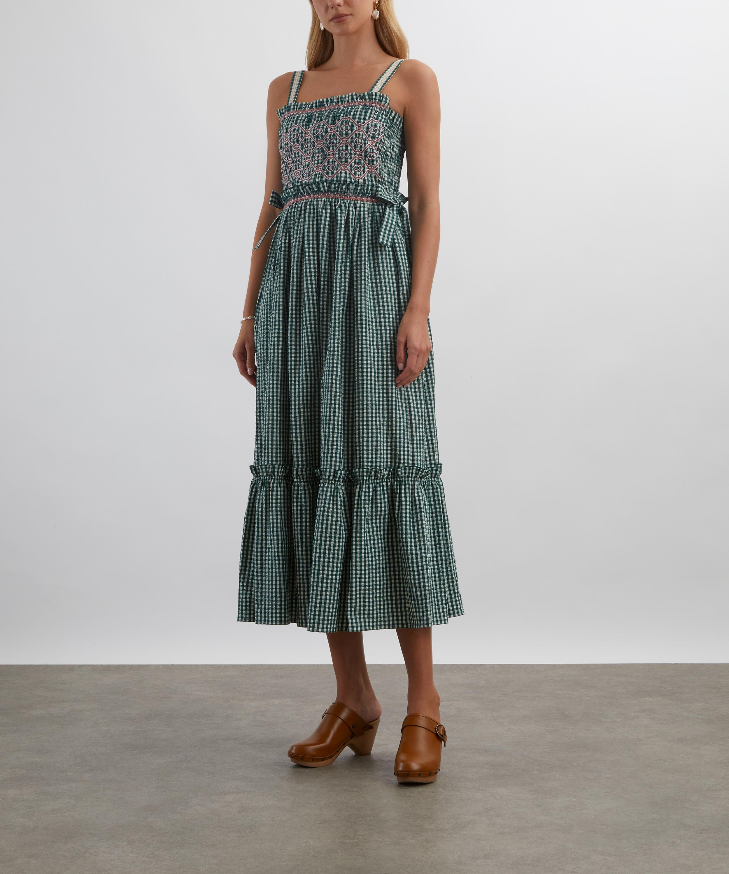 Hunter Bell - Larissa Green and White Gingham Midi Dress image number 2