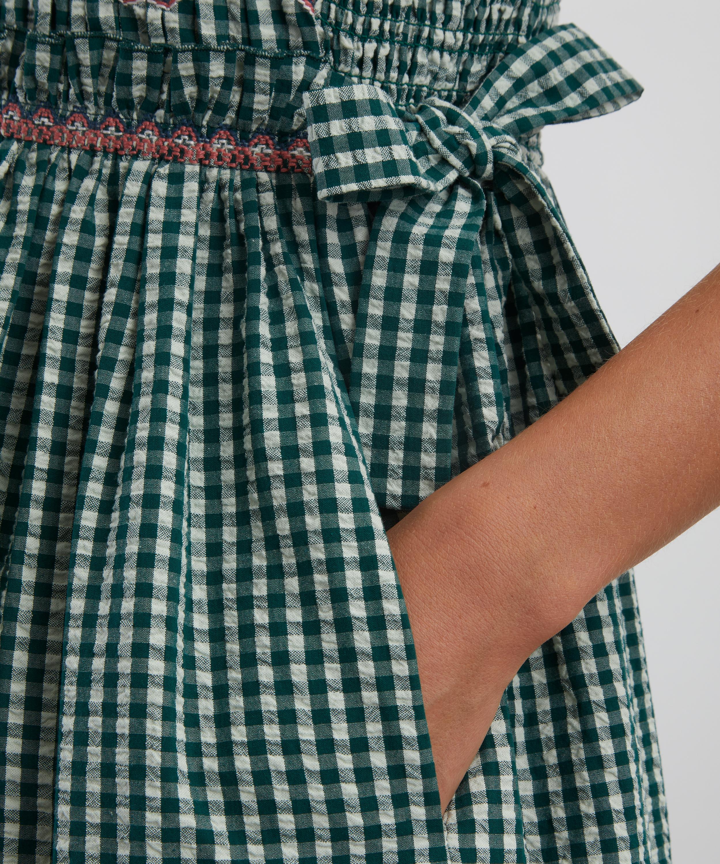Hunter Bell - Larissa Green and White Gingham Midi Dress image number 4