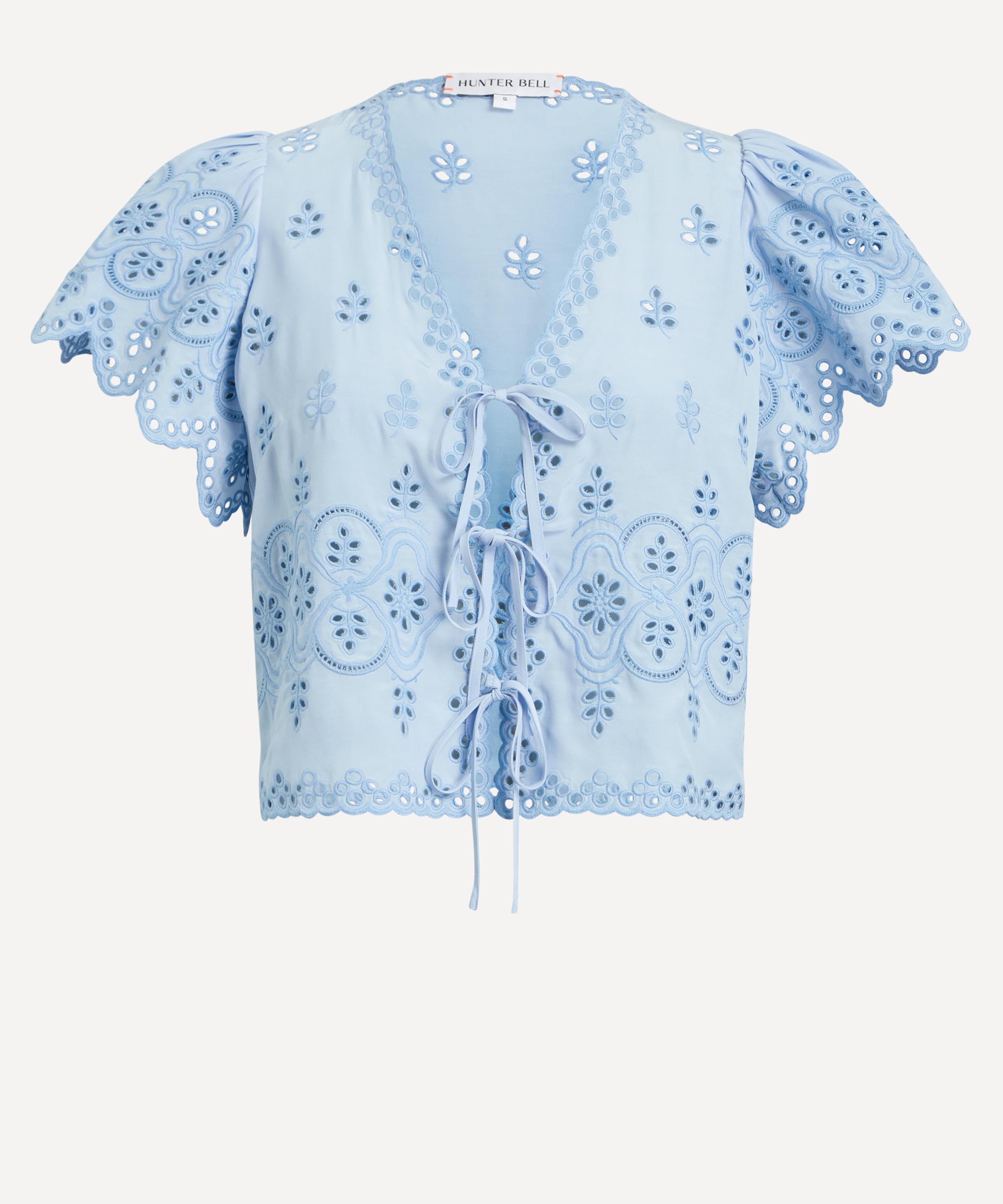 Hunter Bell - Bardot Eyelet Tie Front Top image number 0