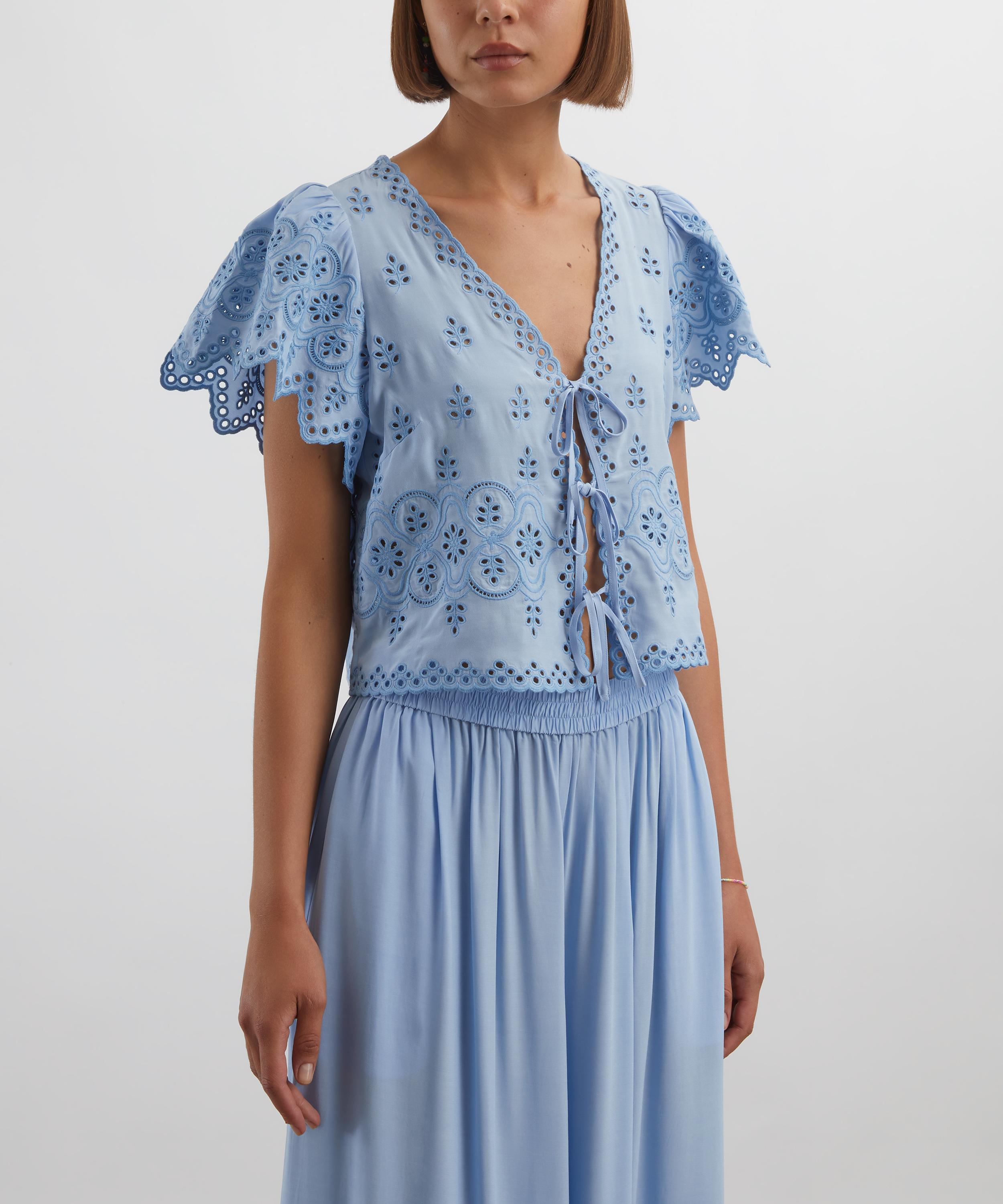 Hunter Bell - Bardot Eyelet Tie Front Top image number 2