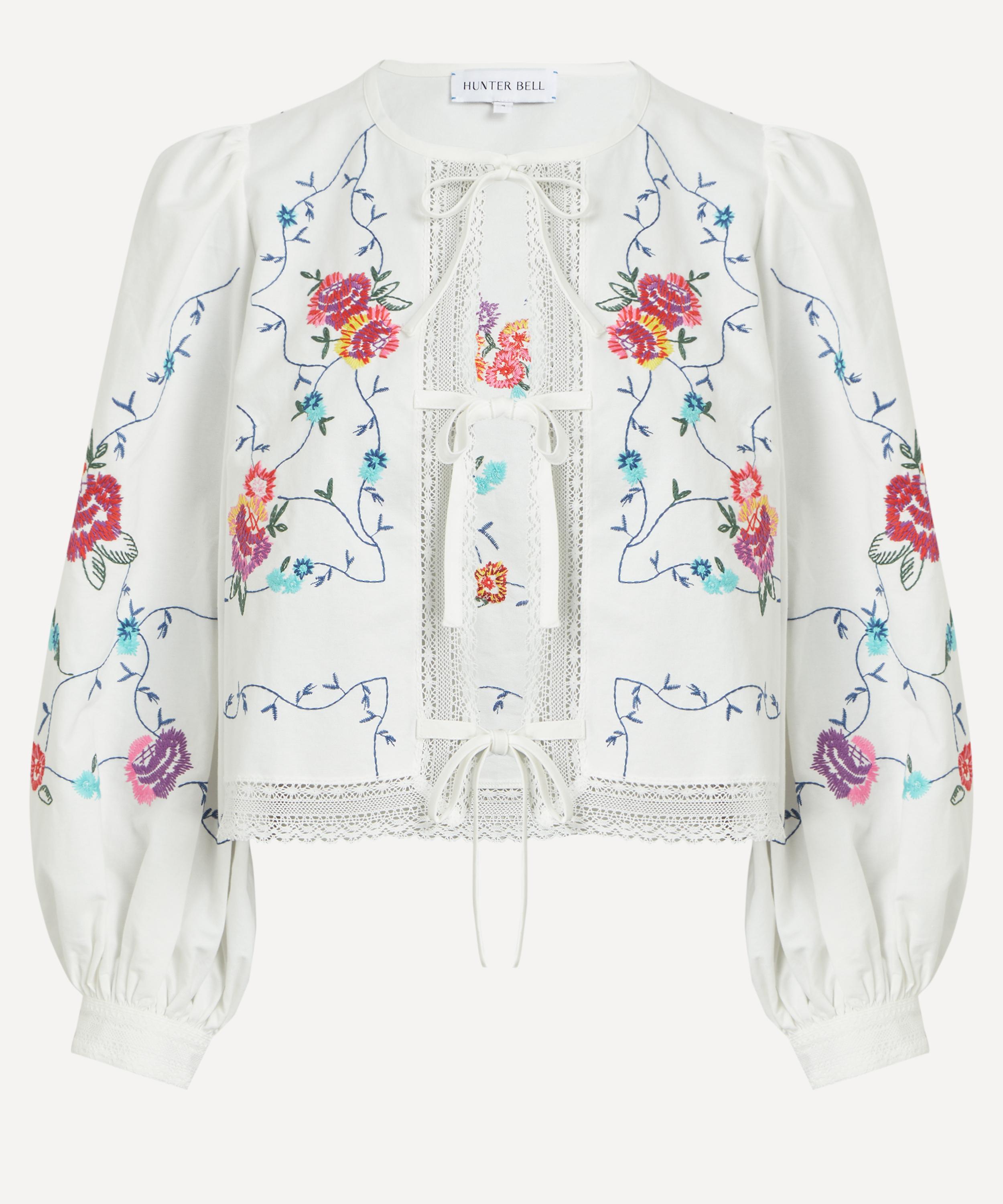 Hunter Bell - Katie Embroidered Tie-Front Top