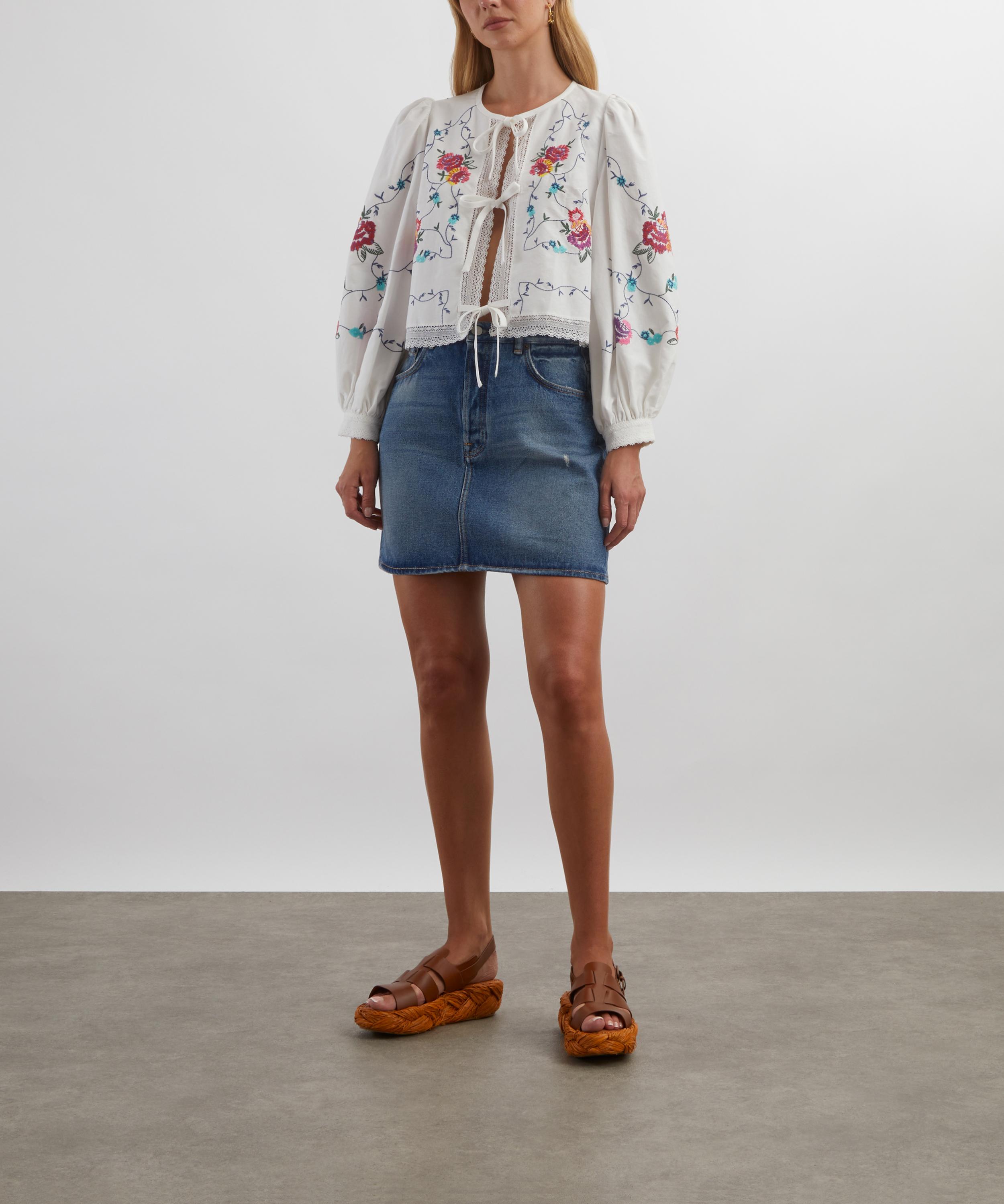 Hunter Bell - Katie Embroidered Tie-Front Top image number 1
