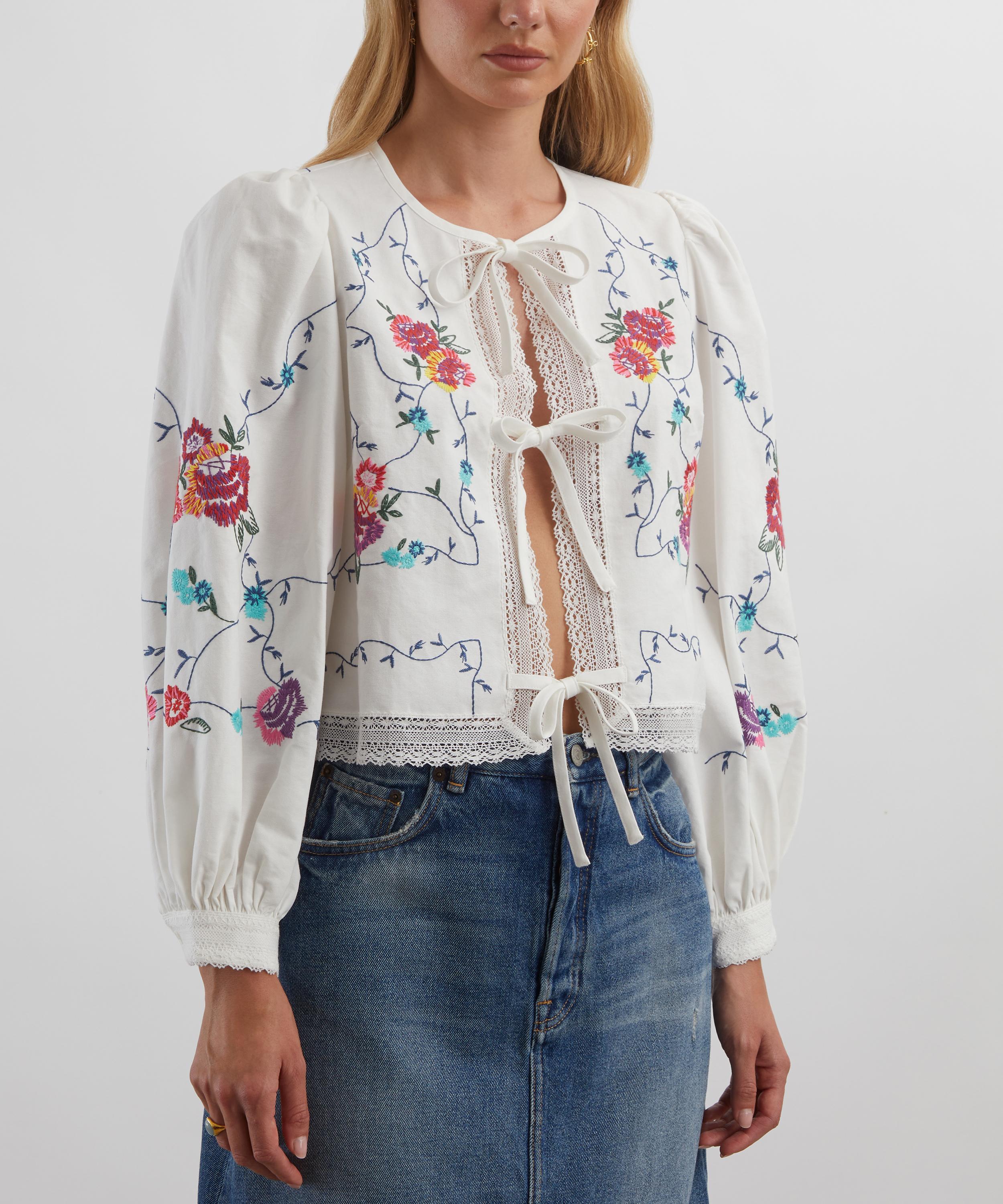 Hunter Bell - Katie Embroidered Tie-Front Top image number 2