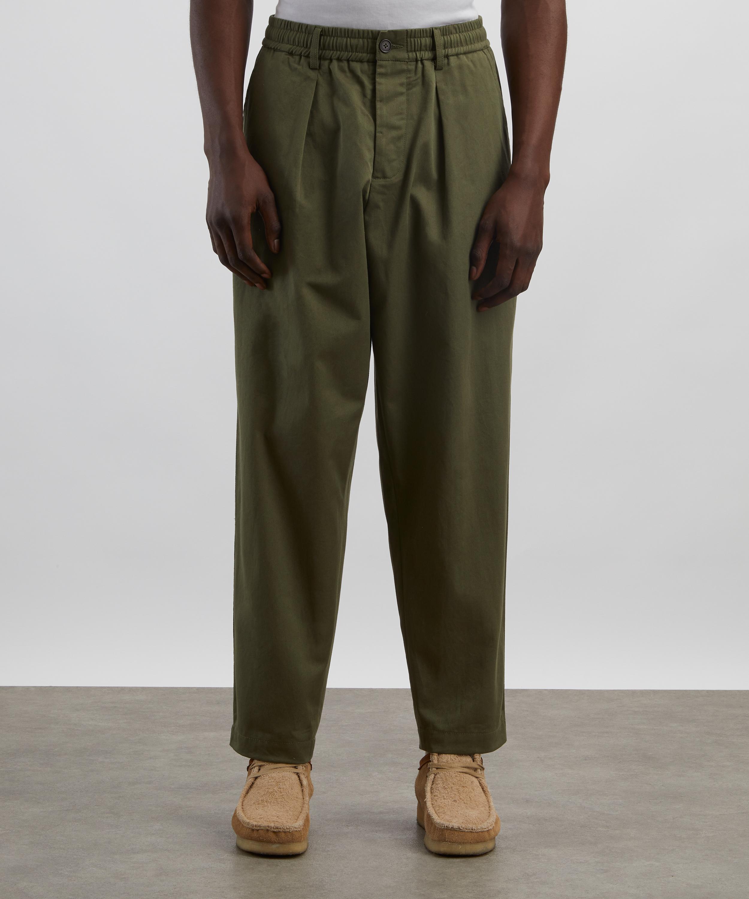 Universal Works - Olive Pleated Track Trousers image number 2