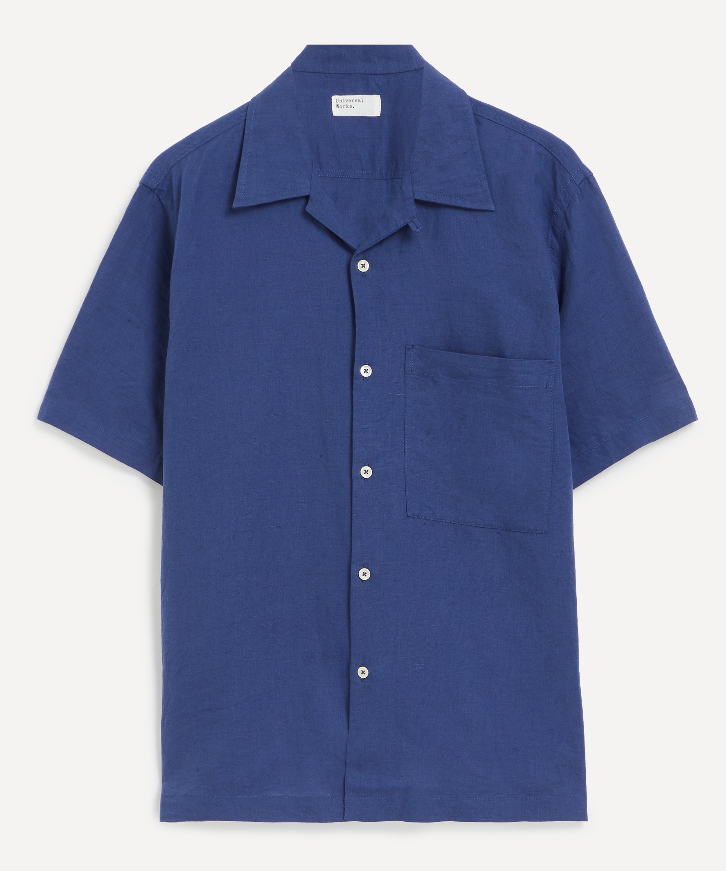 Universal Works - Blue Linen Camp Shirt image number 0