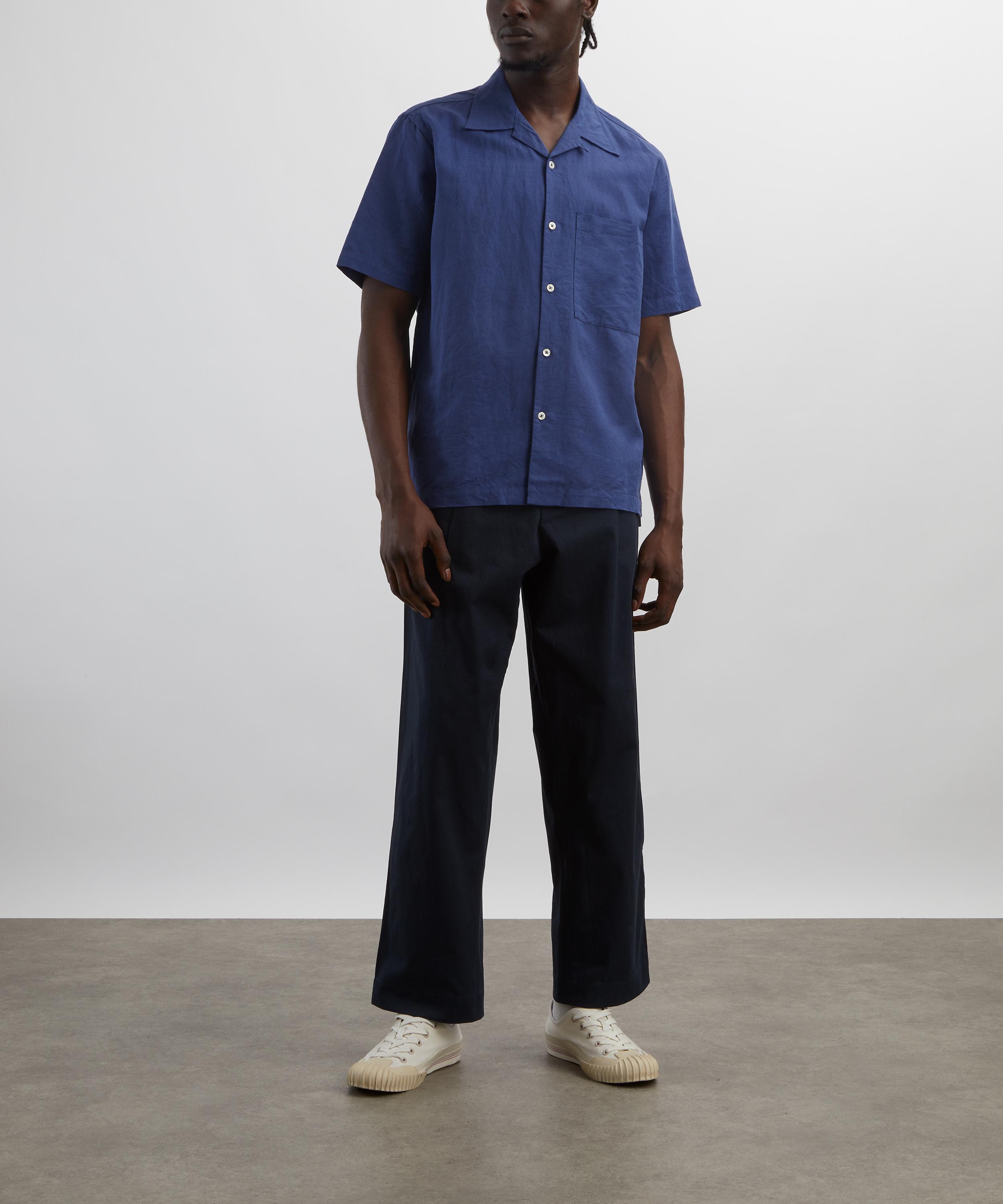 Universal Works - Blue Linen Camp Shirt image number 1