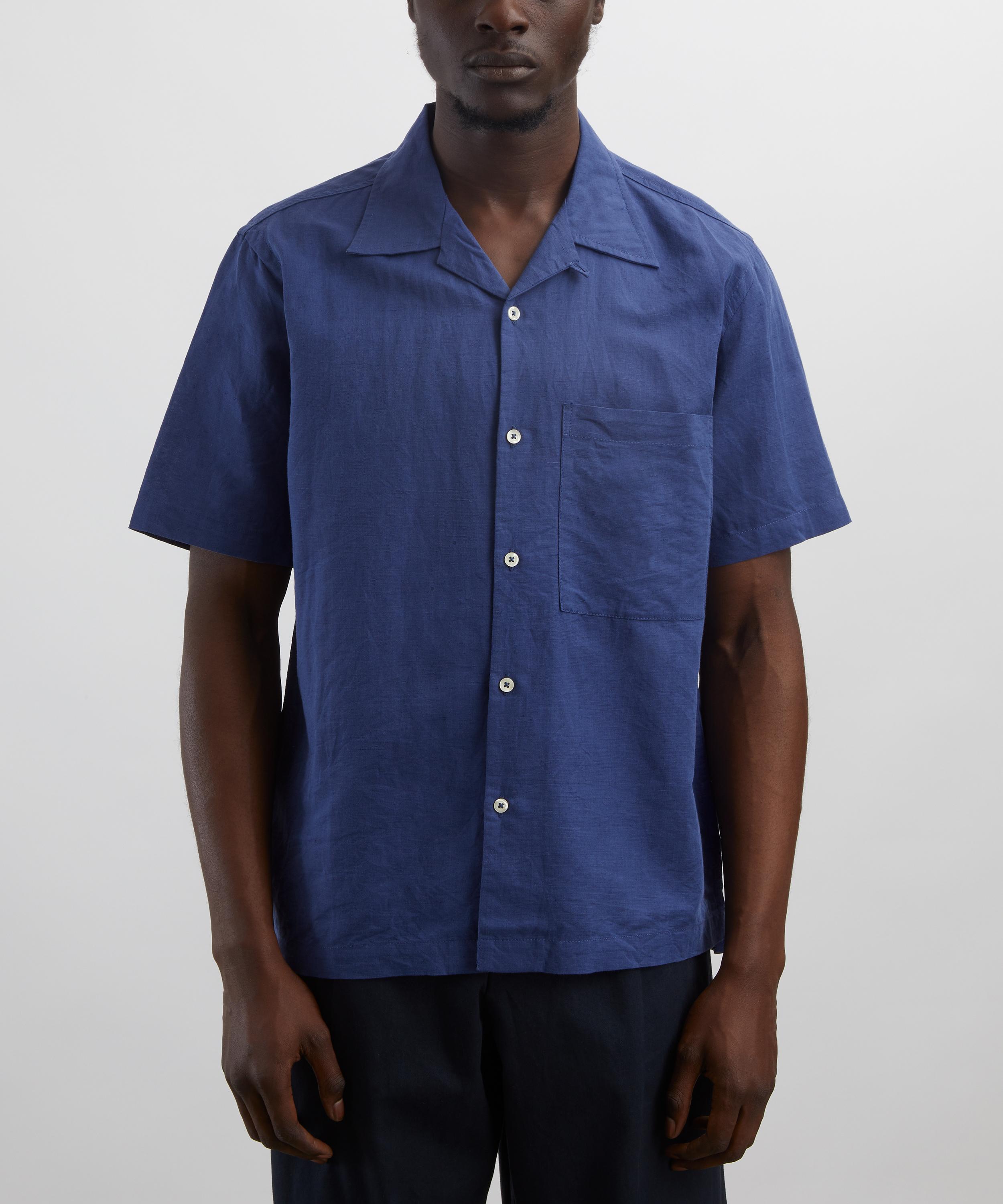Universal Works - Blue Linen Camp Shirt image number 2
