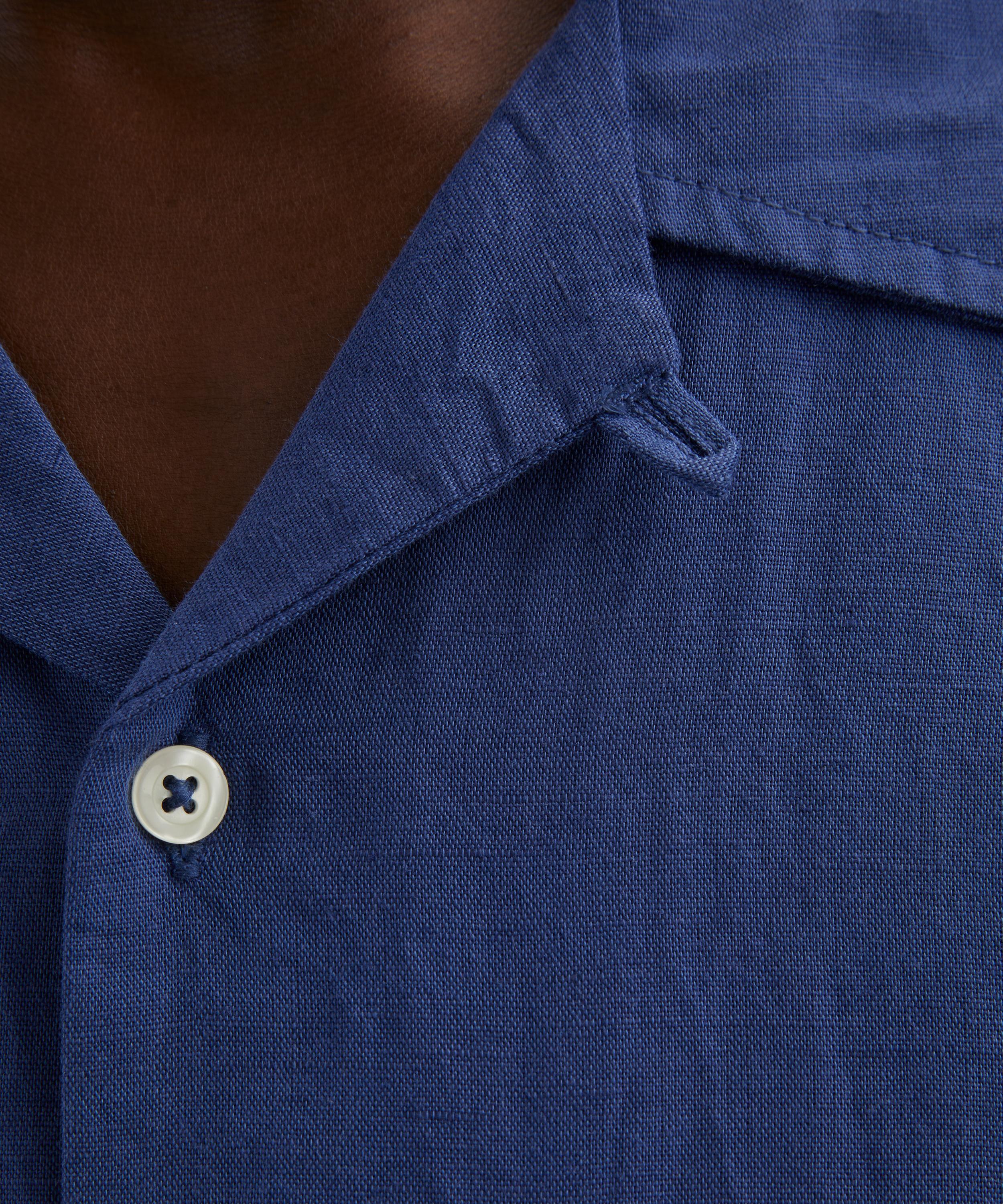 Universal Works - Blue Linen Camp Shirt image number 4