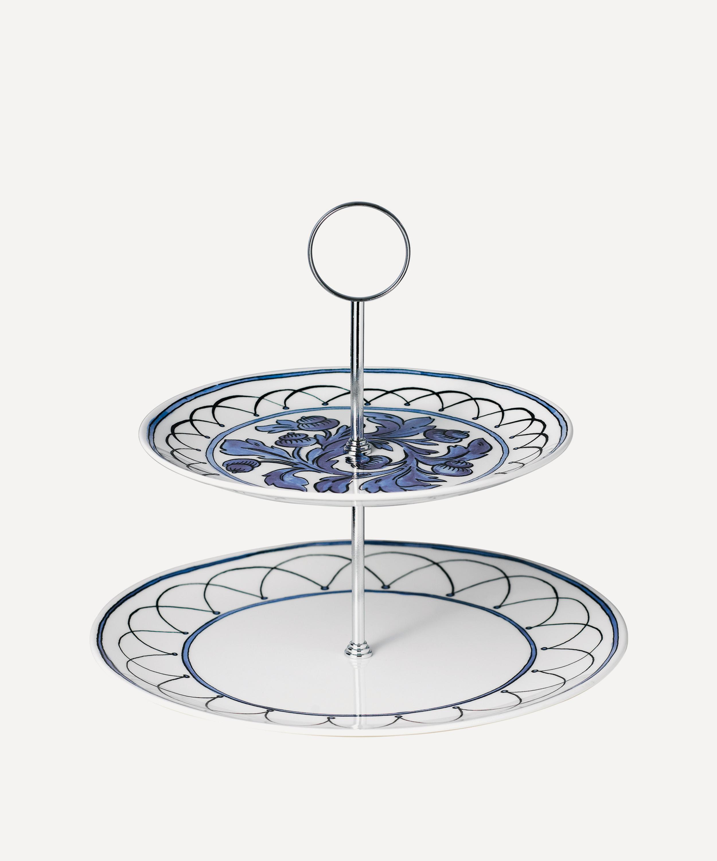 Twig New York - Heritage Blue Bird Two-Tiered Cake Stand image number 0