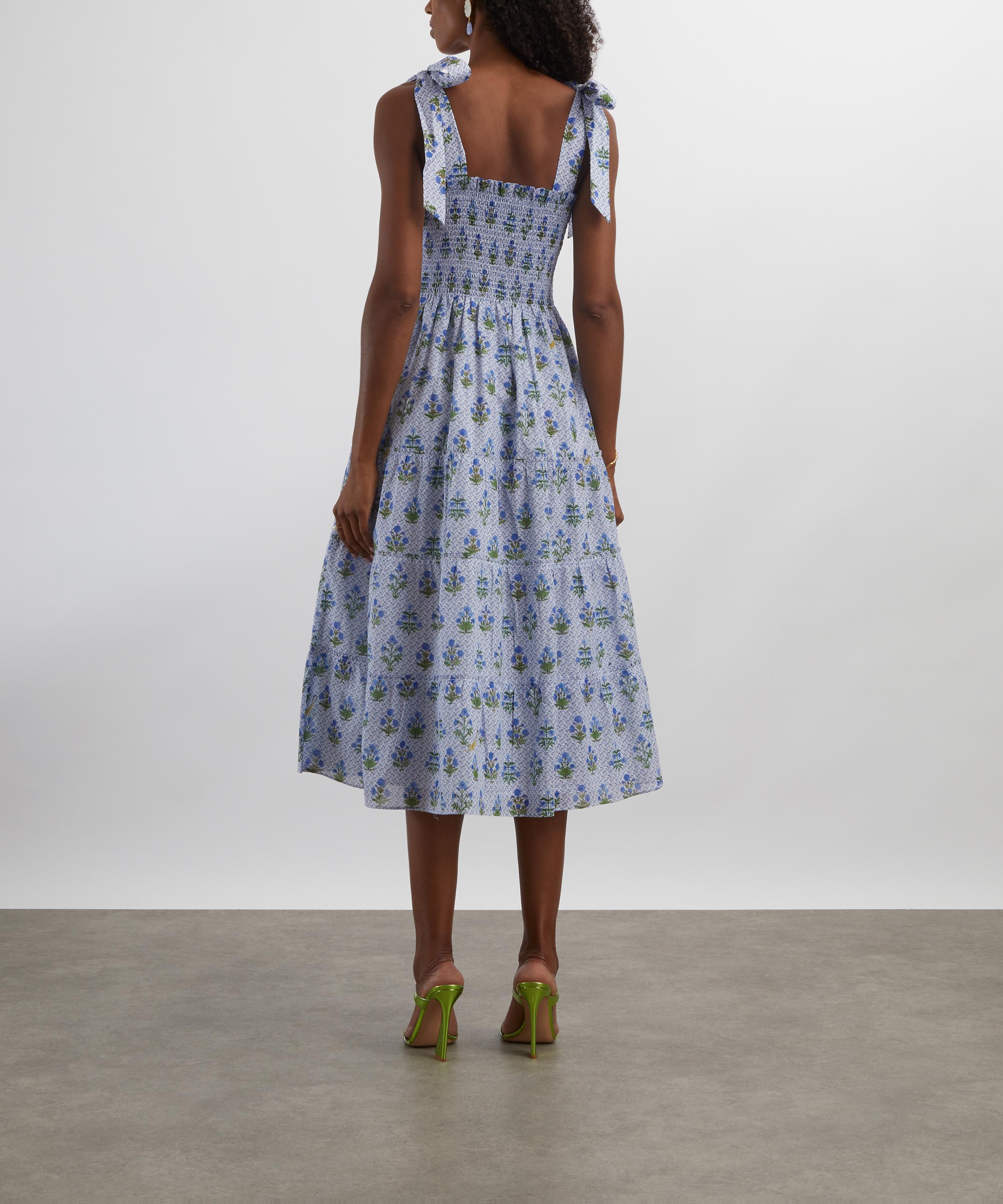 Hill House - Blue Block Print Ribbon Ellie Nap Dress image number 3